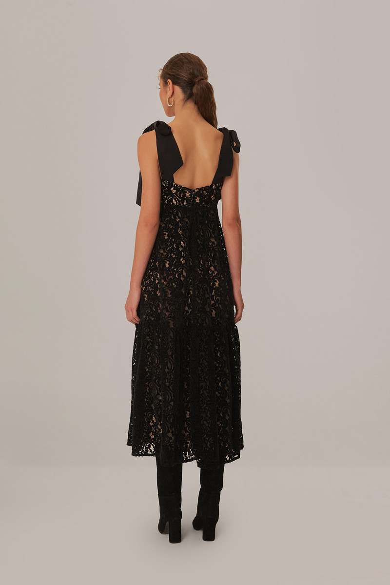 Black Velvet Lace Sleeveless Maxi Dress 4