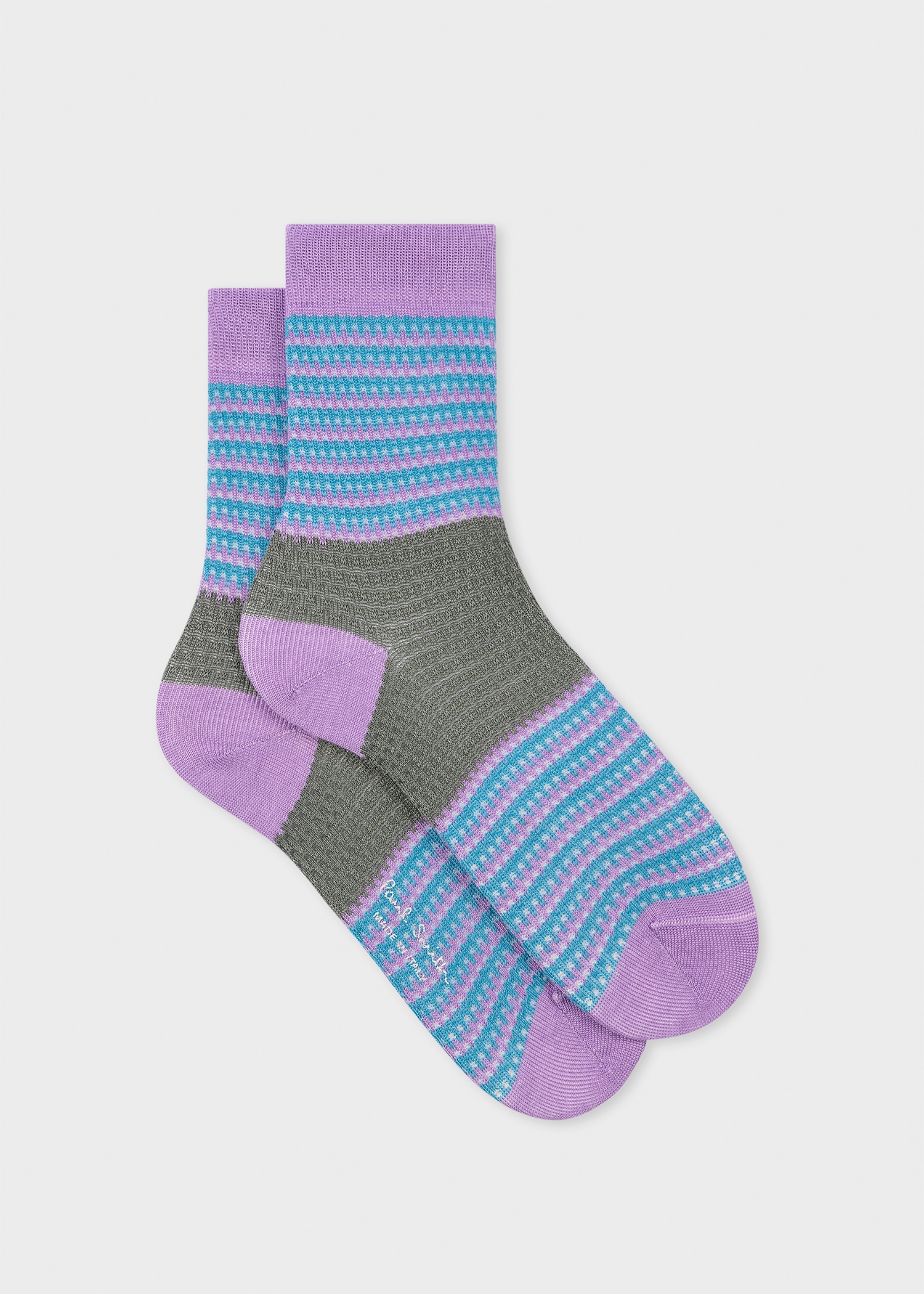 Women's Purple Stripe Crochet Socks - 1