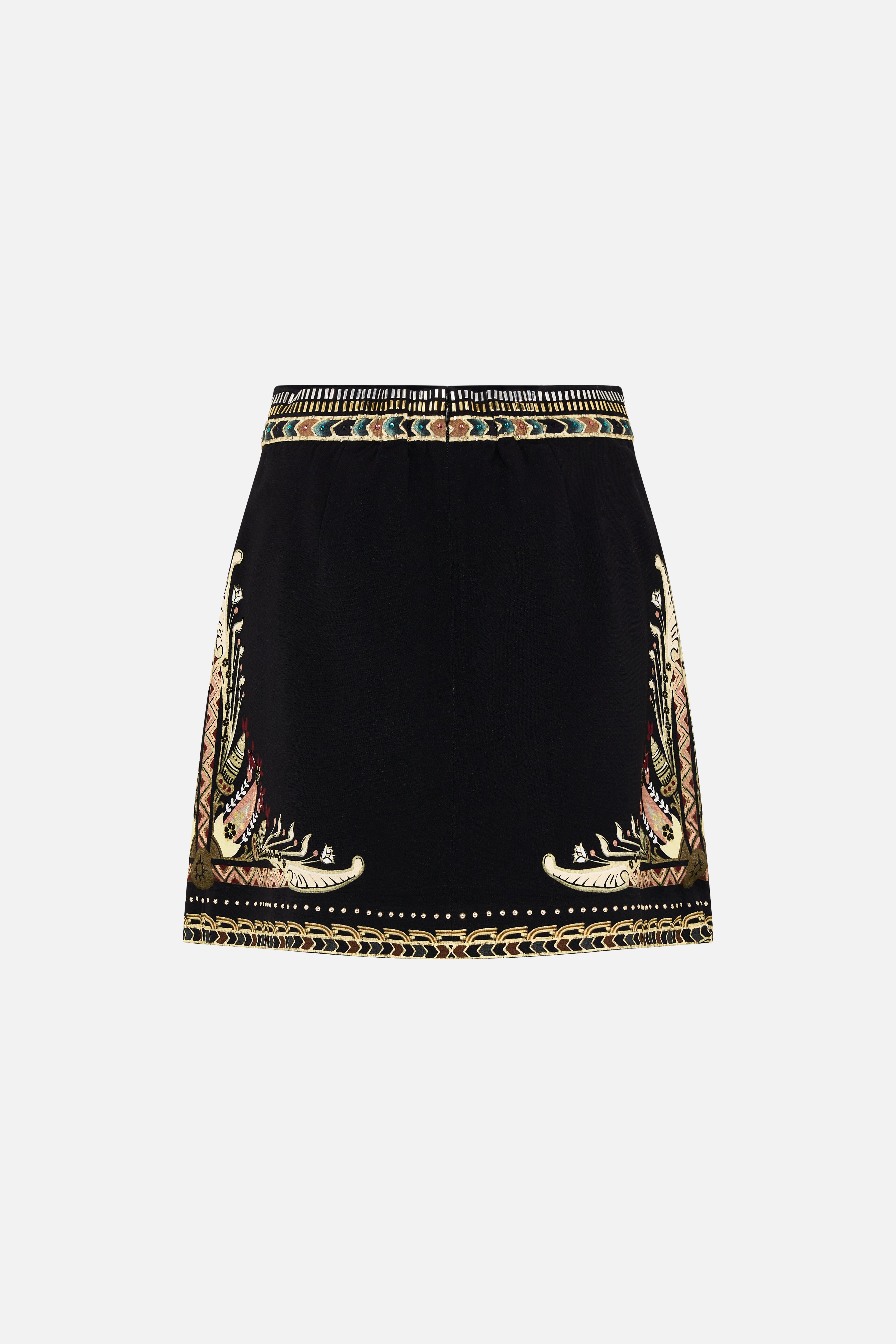 METAL STUDDED SHAPED WAISTBAND MINI SKIRT - 8