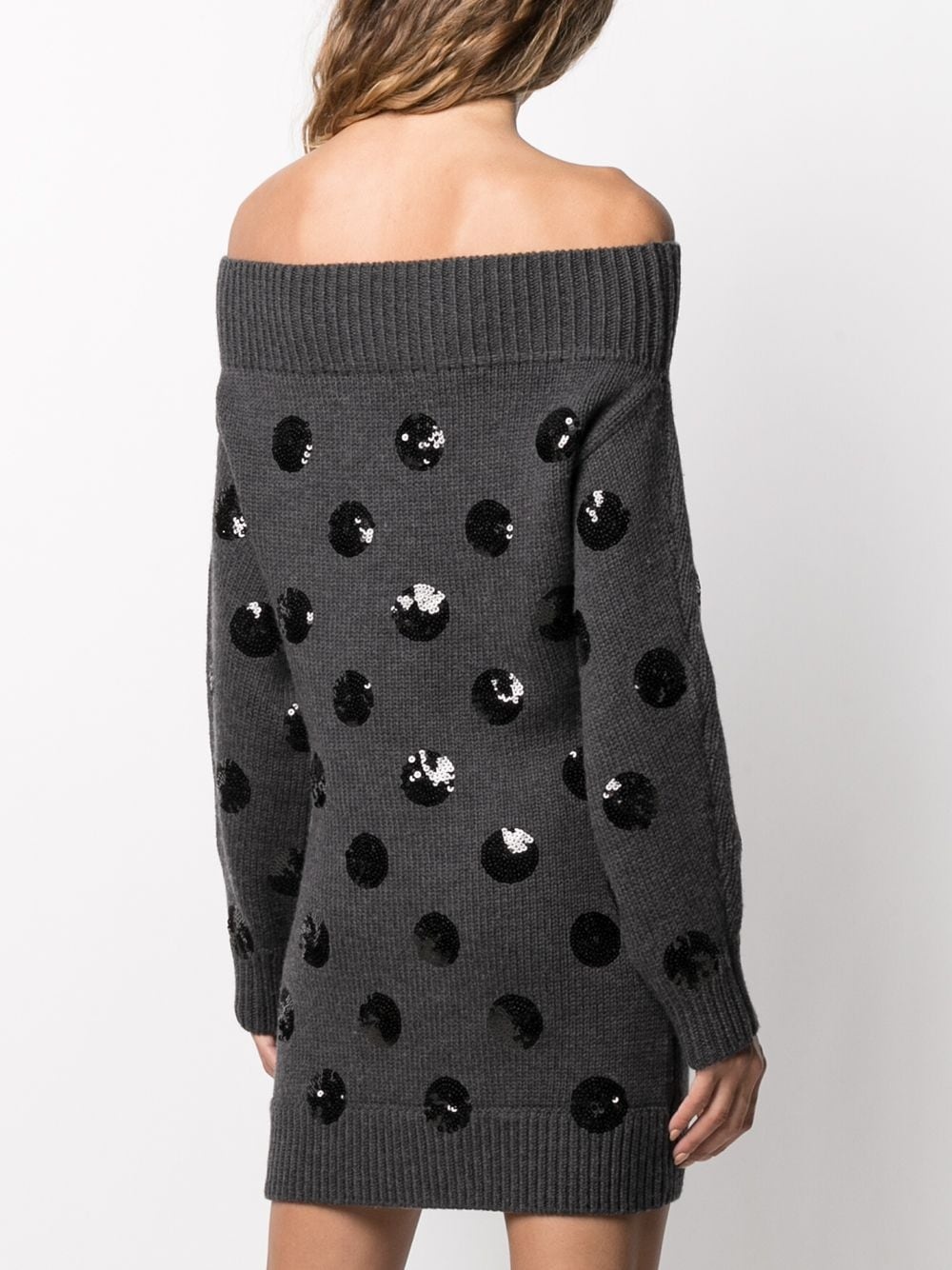 sequin polka dot off-shoulder knit dress - 4