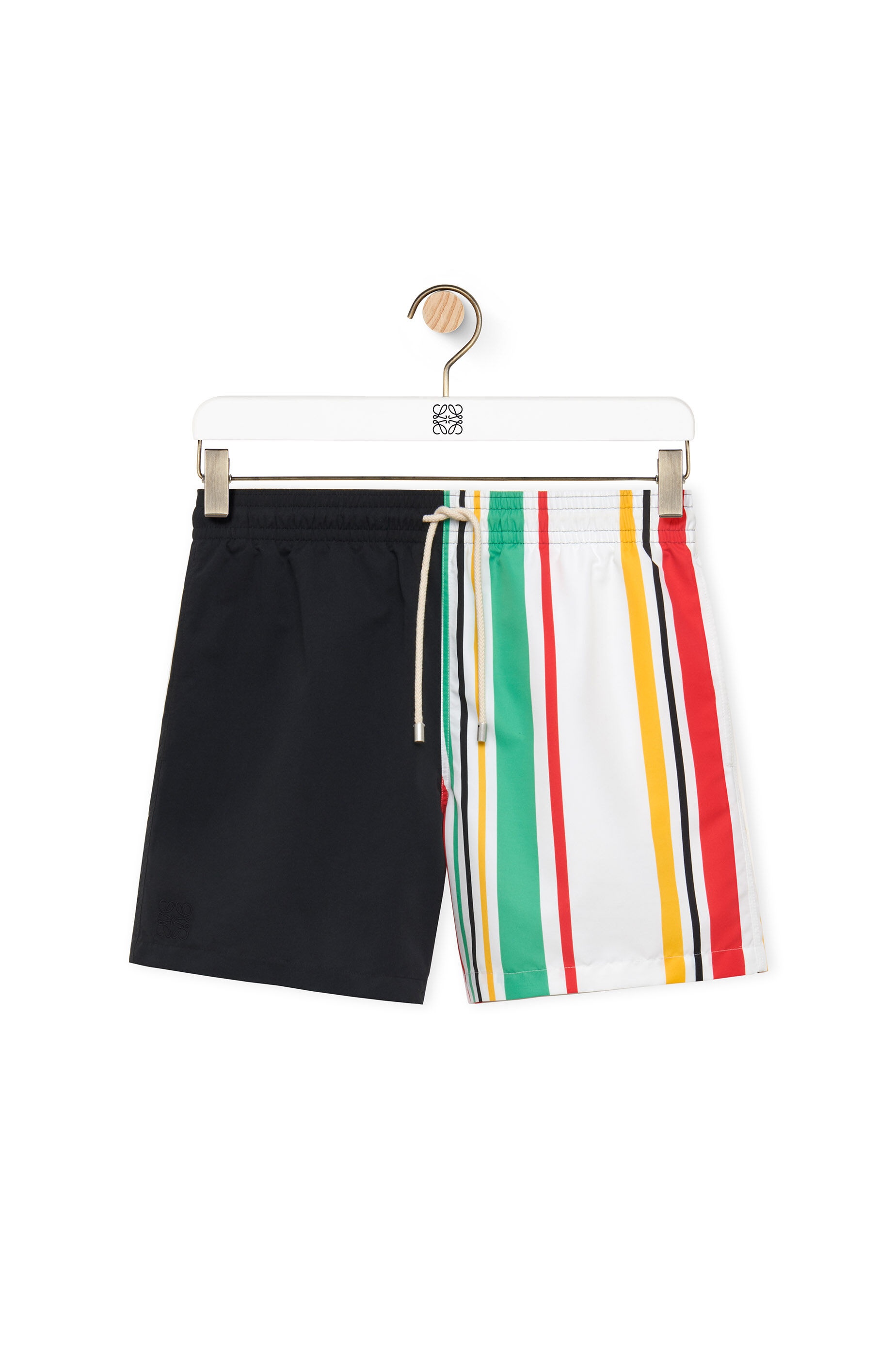 Asymmetric stripes swim shorts in polyester - 1