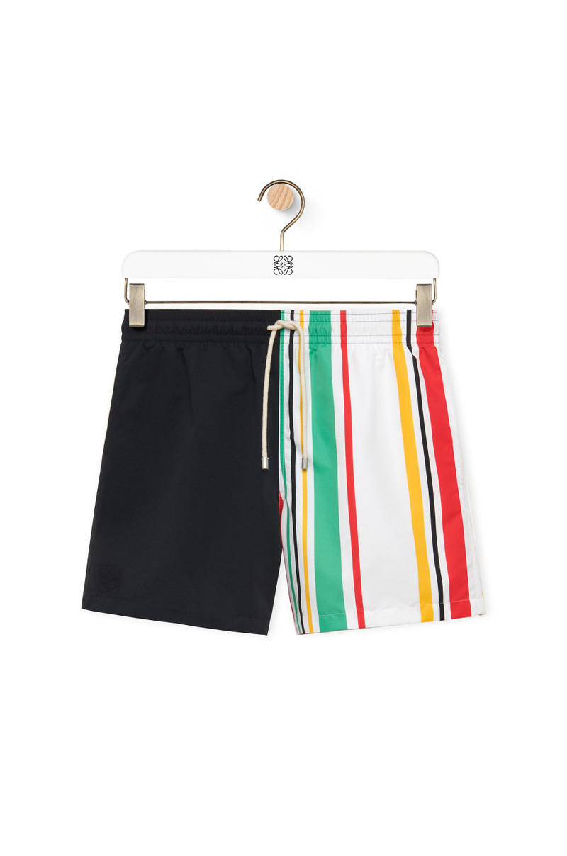 Asymmetric stripes swim shorts in polyester 1