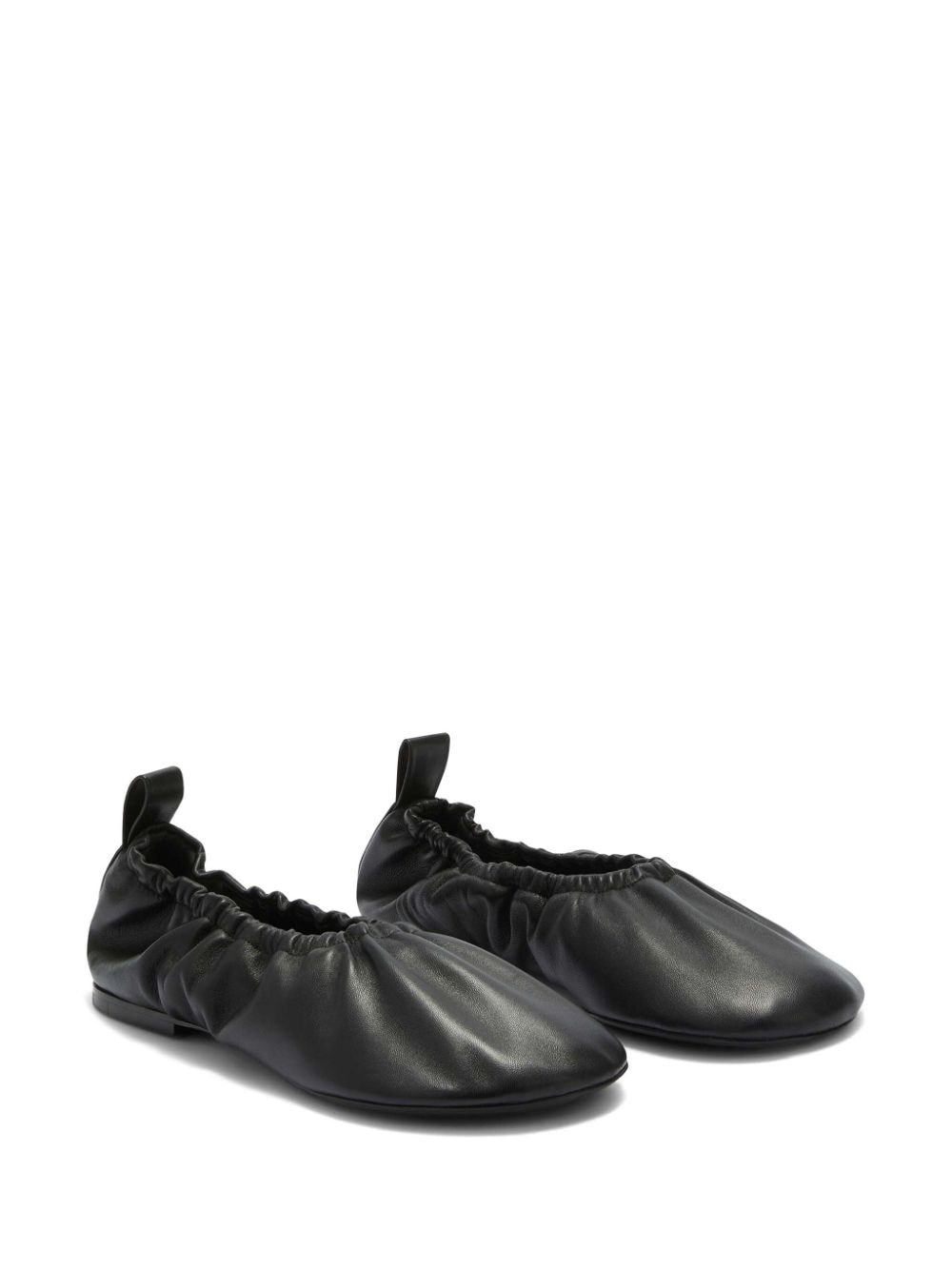 gathered-detail leather ballerina shoes - 2