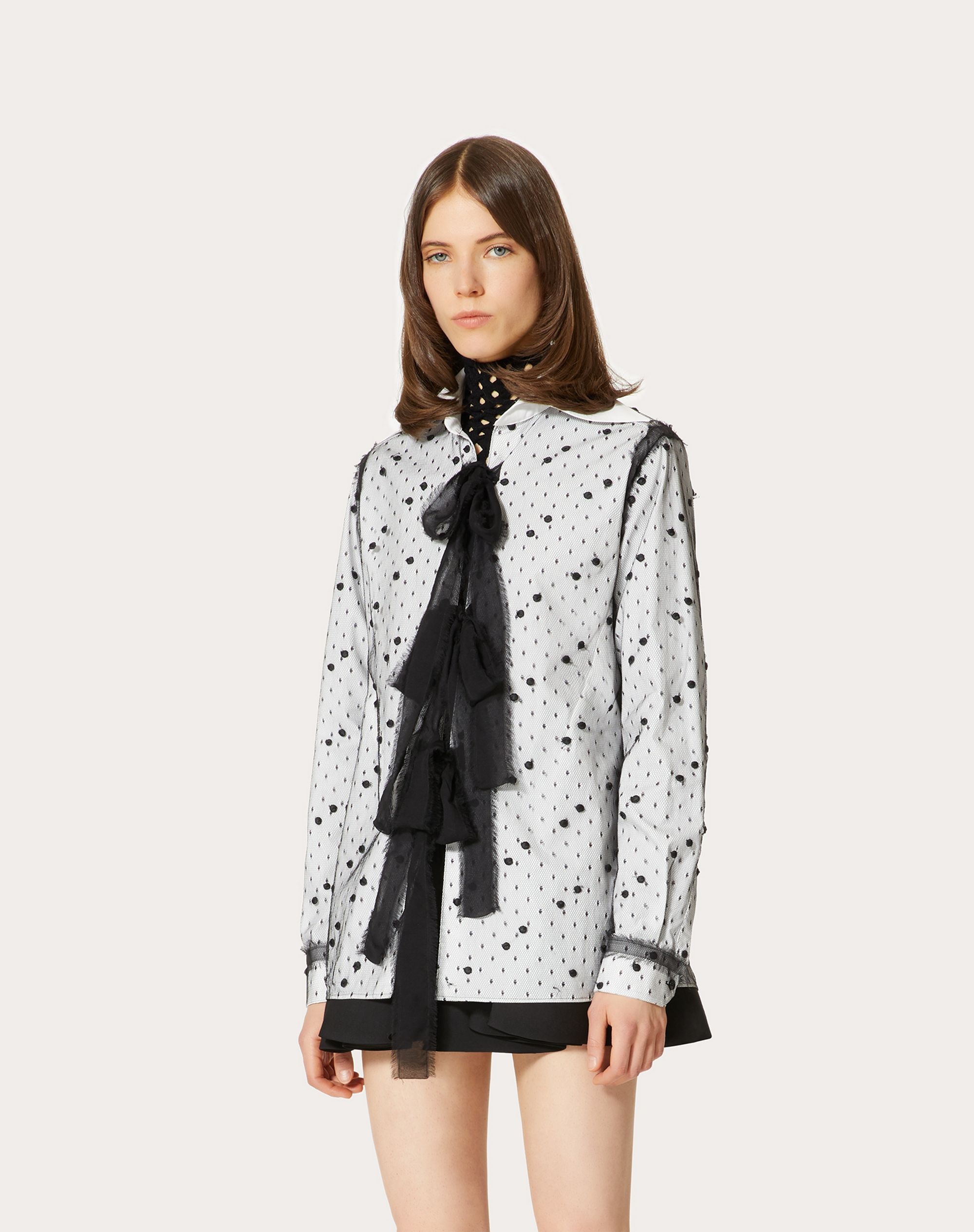 COTTON POPLIN AND POINT D’ESPRIT SHIRT - 3
