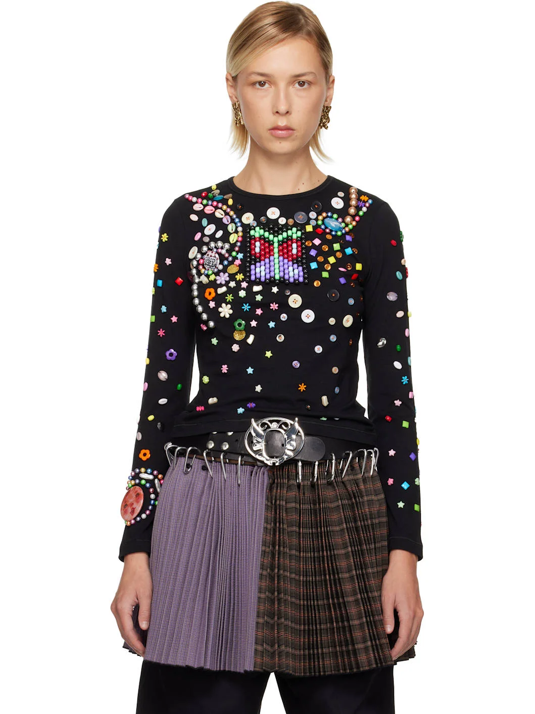 Black Night Defunct Beaded Jersey T-shirt - 1