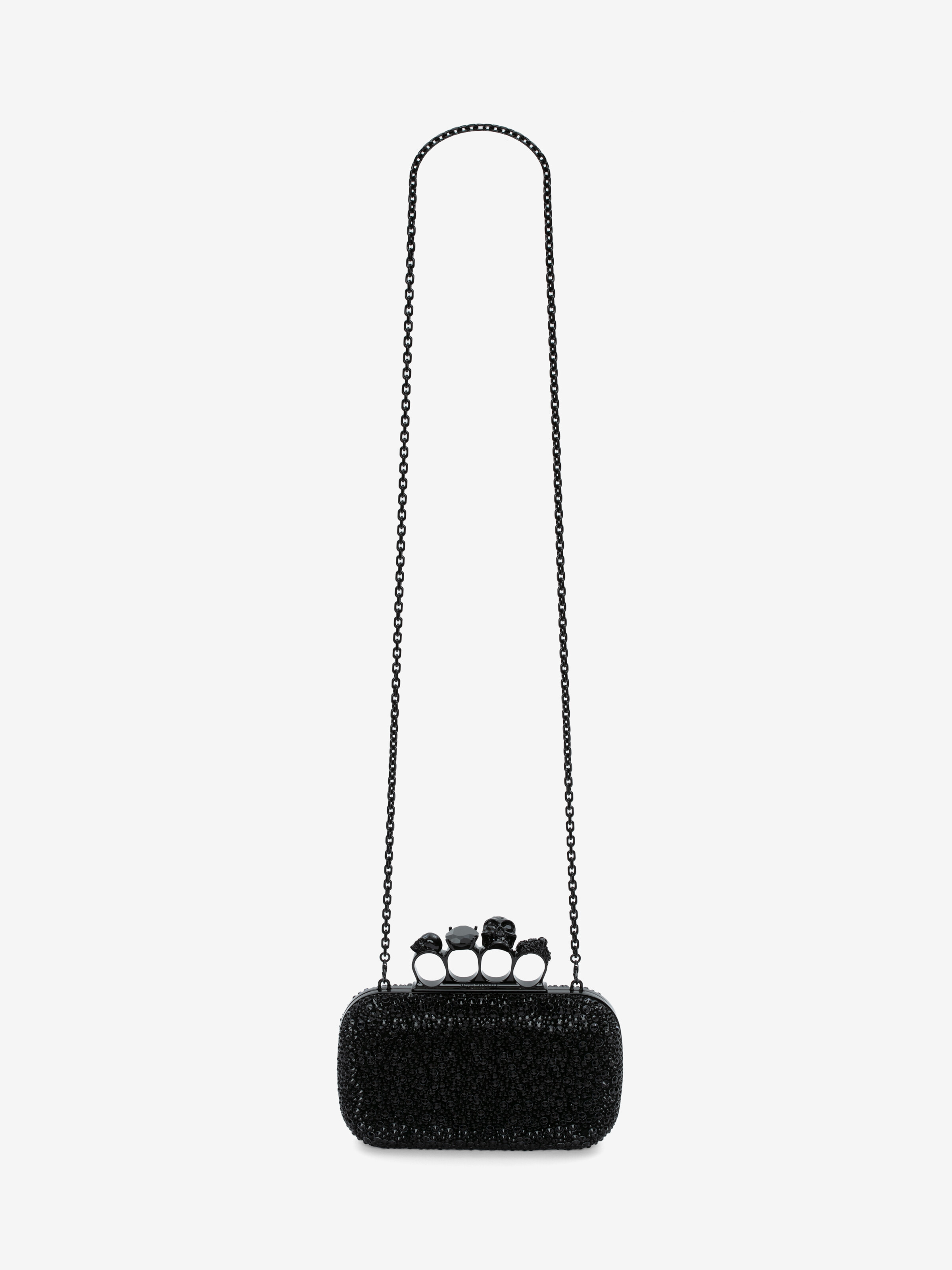 Women's Knuckle Clutch With Chain in Black - 5
