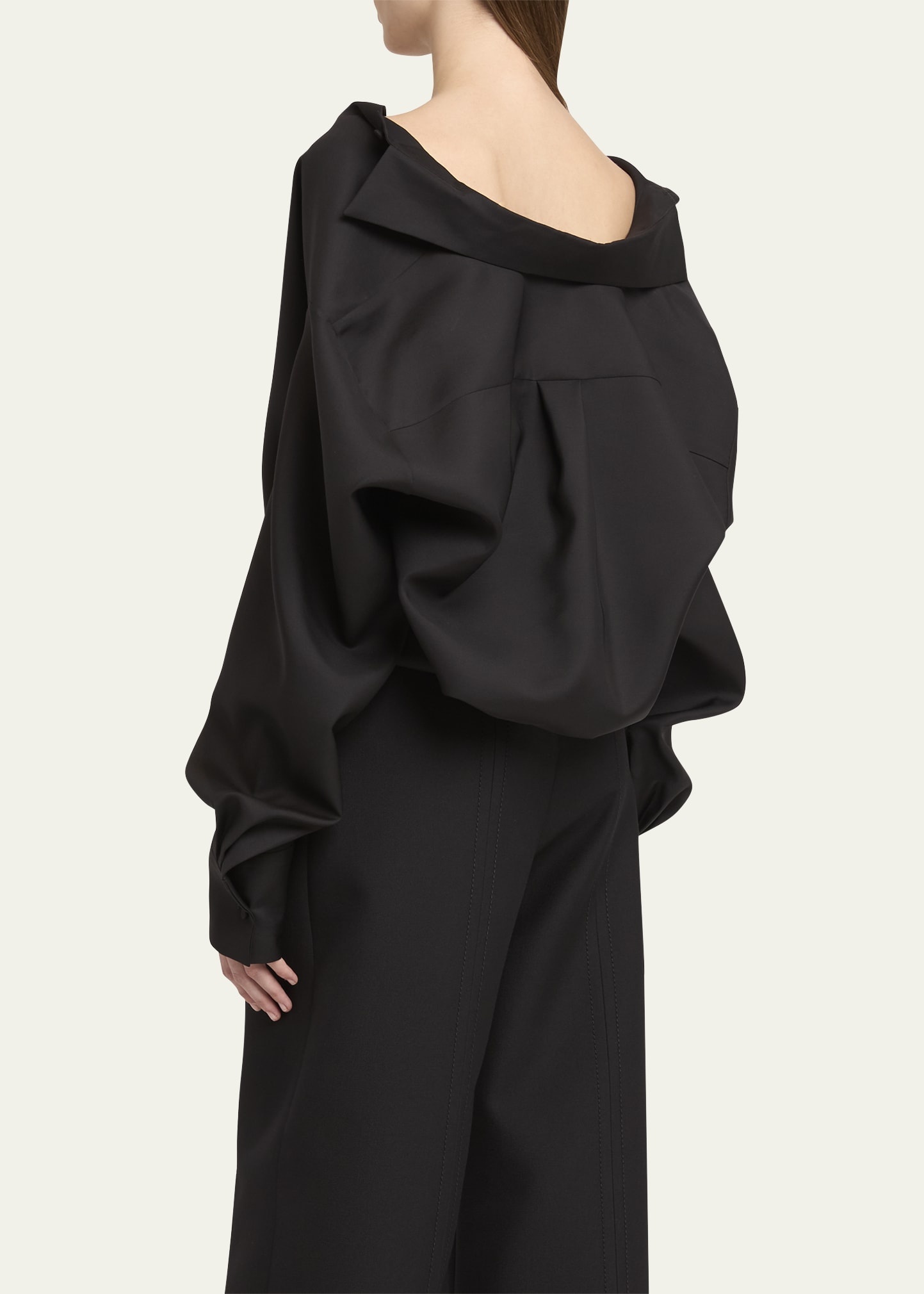 Draped Collared Wrap Blouse - 3