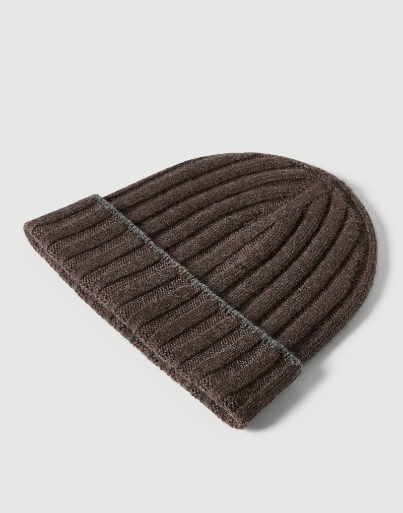 Brunello Cucinelli Cashmere rib knit beanie outlook