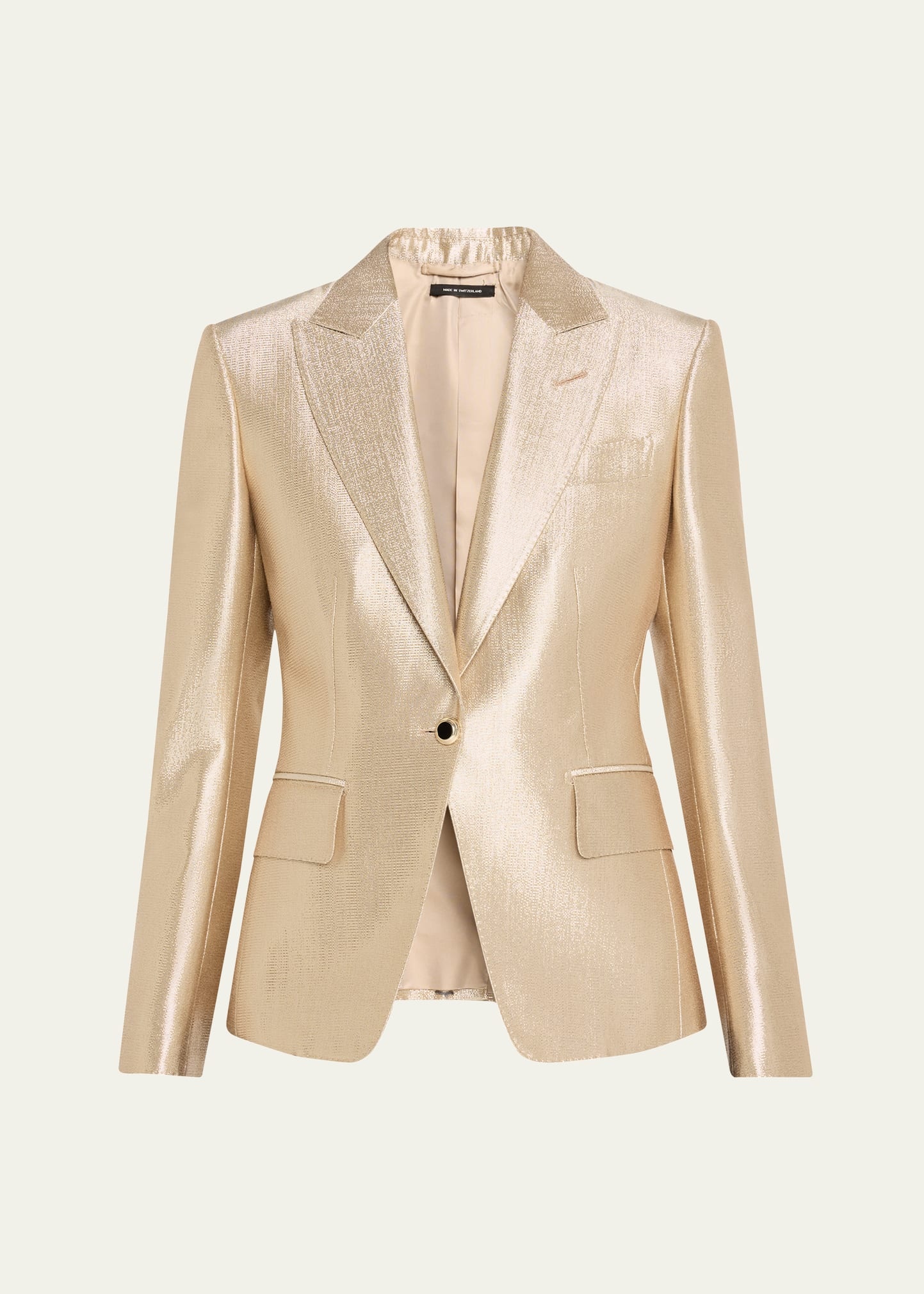 Metallic One-Button Wool Blazer - 1