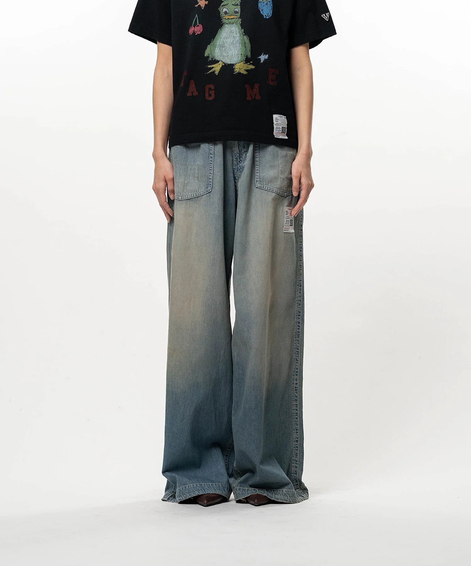 Light Denim Wide Pants - 1
