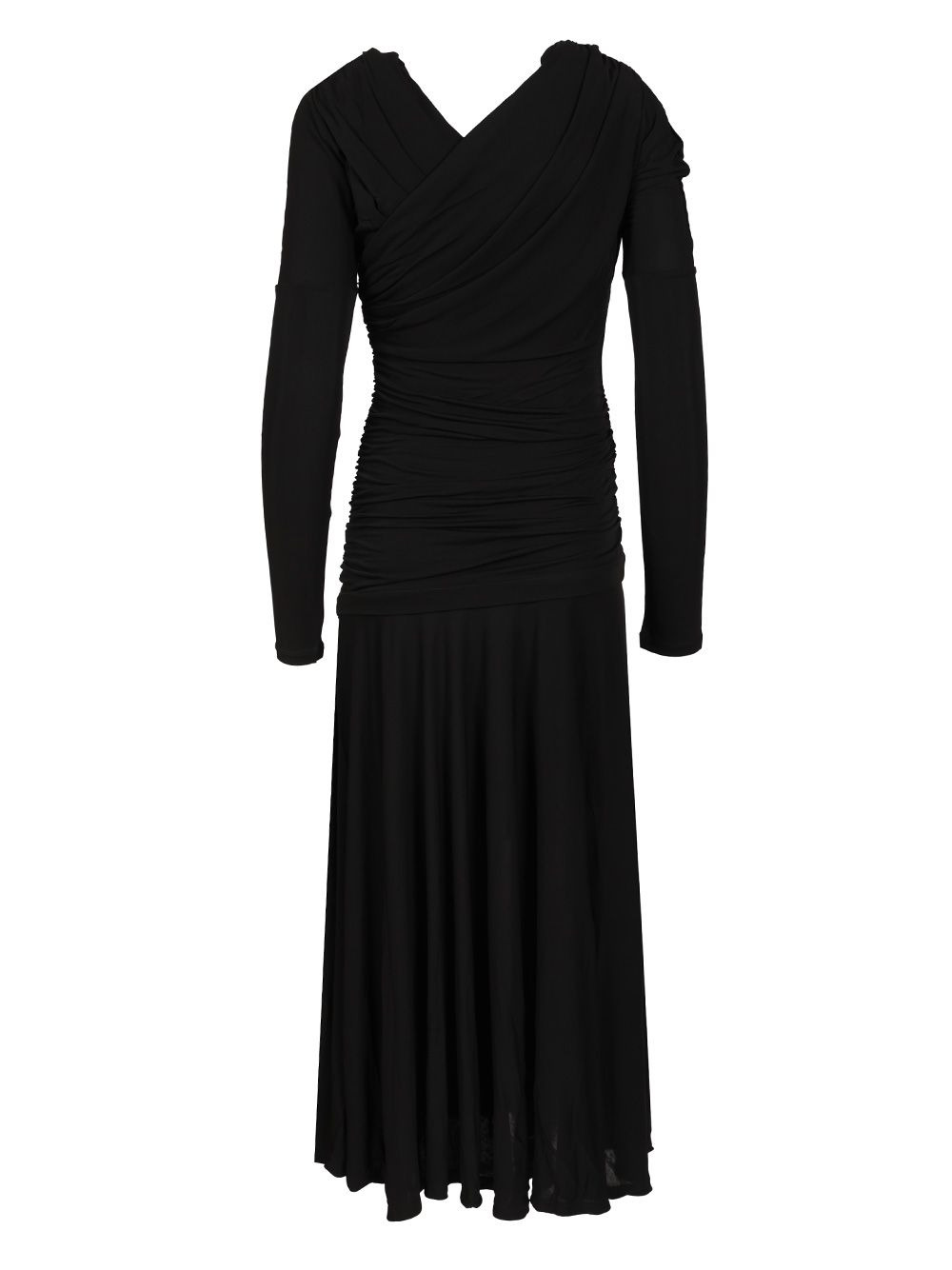 Interlock Jersey Crossover Ruched Long Dress Dresses Black - 2