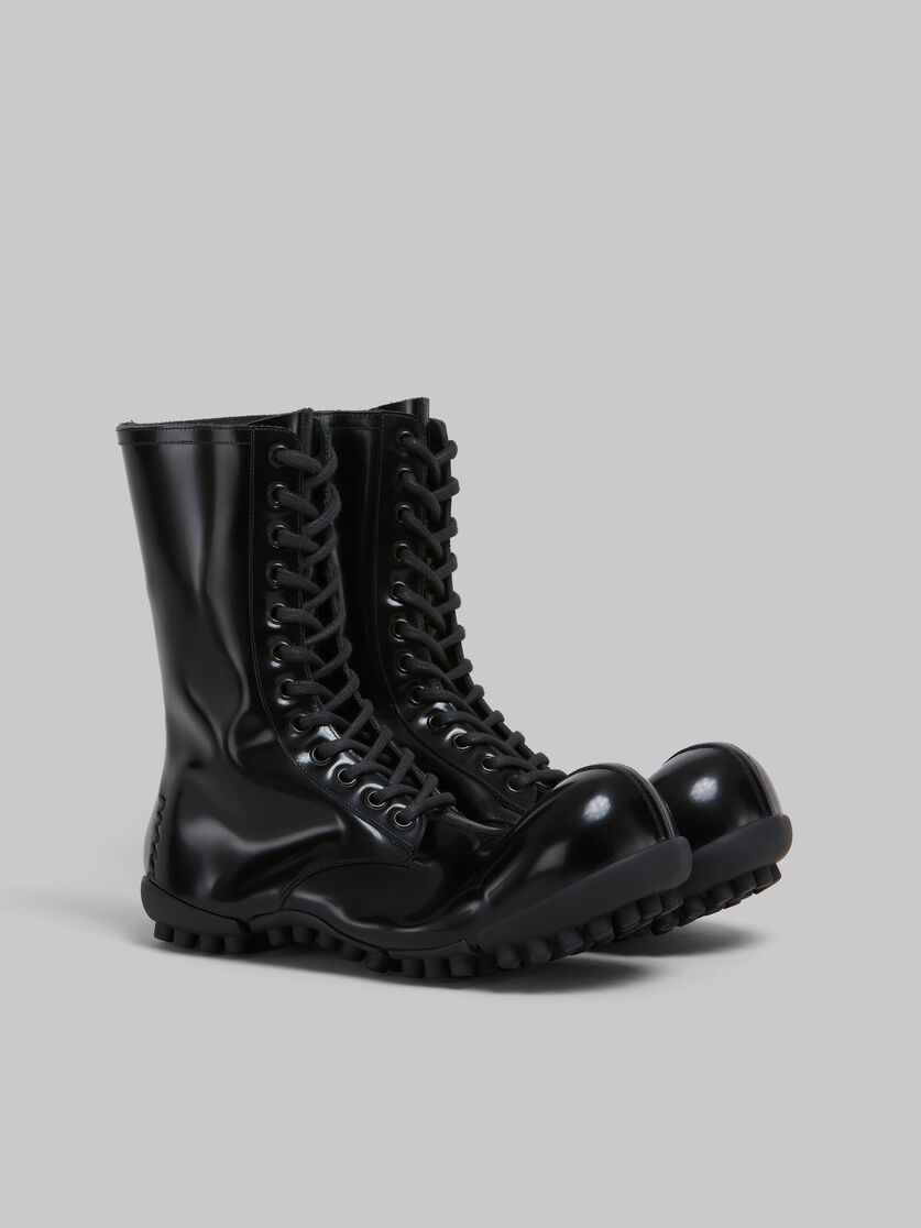 BLACK PATENT LEATHER WAVE BOOT - 2