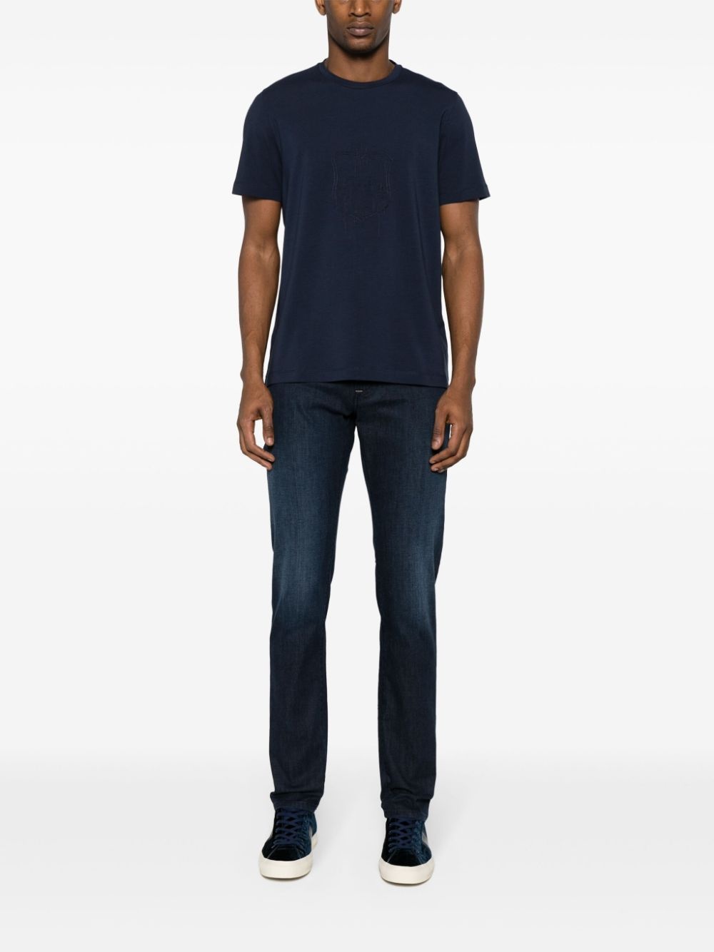 logo-embroidered straight jeans - 2