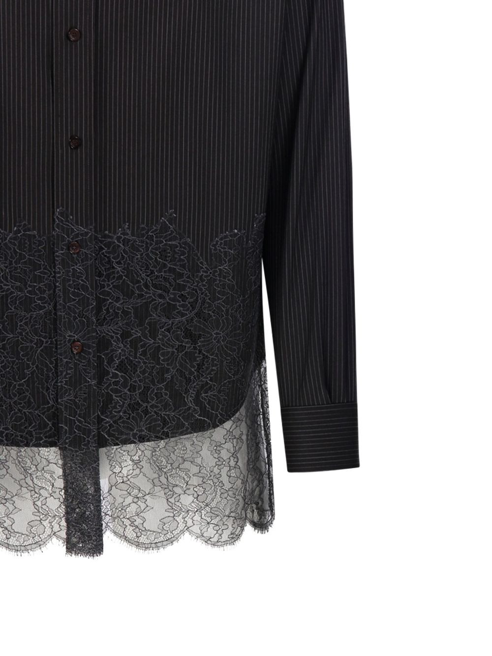 striped lace-detailing shirt - 4