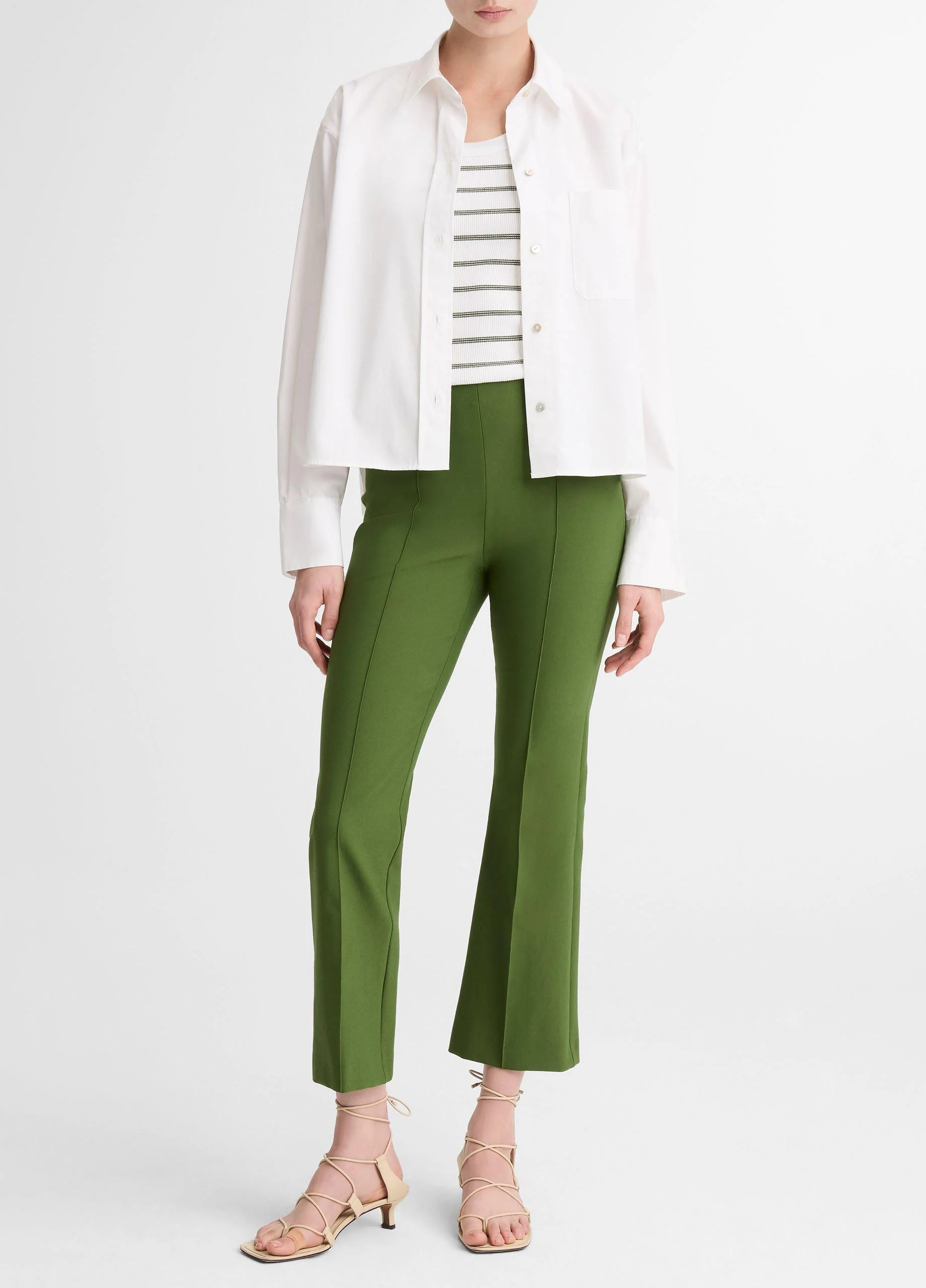 Niki Mid-Rise Pintuck Crop Flare Pant - 1