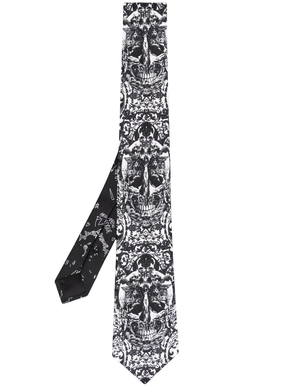 baroque-pattern print silk tie - 1