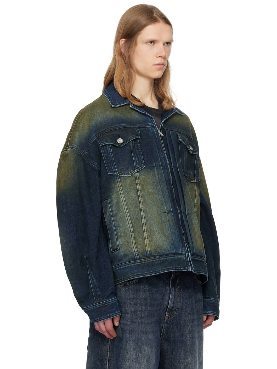Juun. J Navy Zipper Trucker Denim Jacket - 2