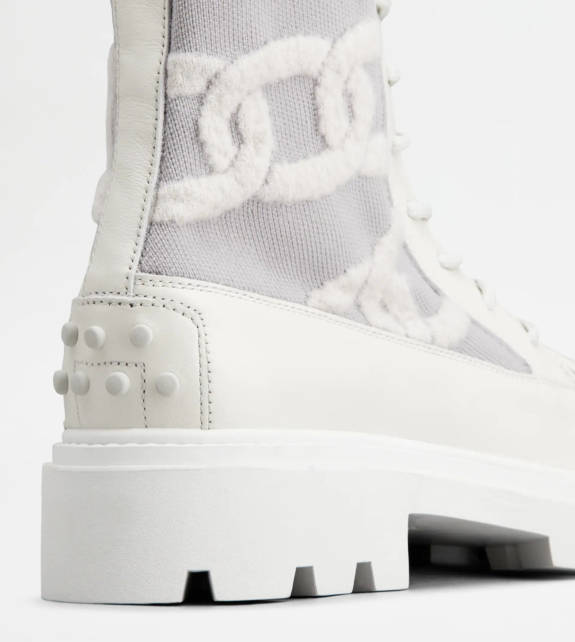 KATE COMBAT BOOTS IN FABRIC AND LEATHER - WHITE - 5