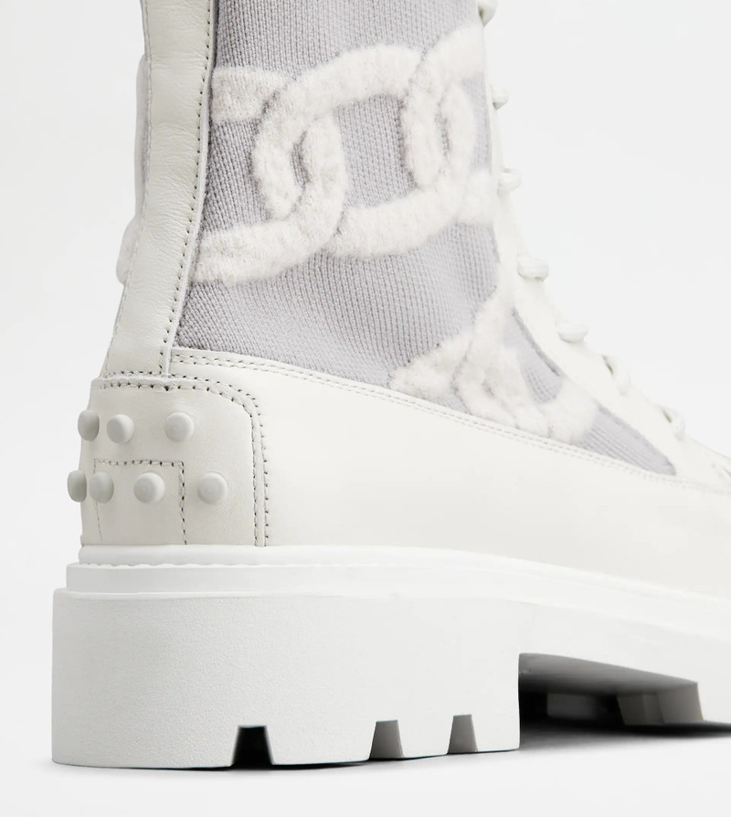 KATE COMBAT BOOTS IN FABRIC AND LEATHER - WHITE 5
