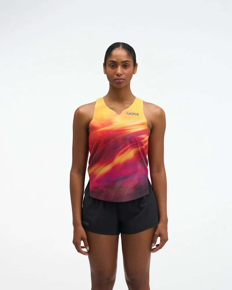Women's Race Day Singlet Top in Hoka Citrust Prt - 1