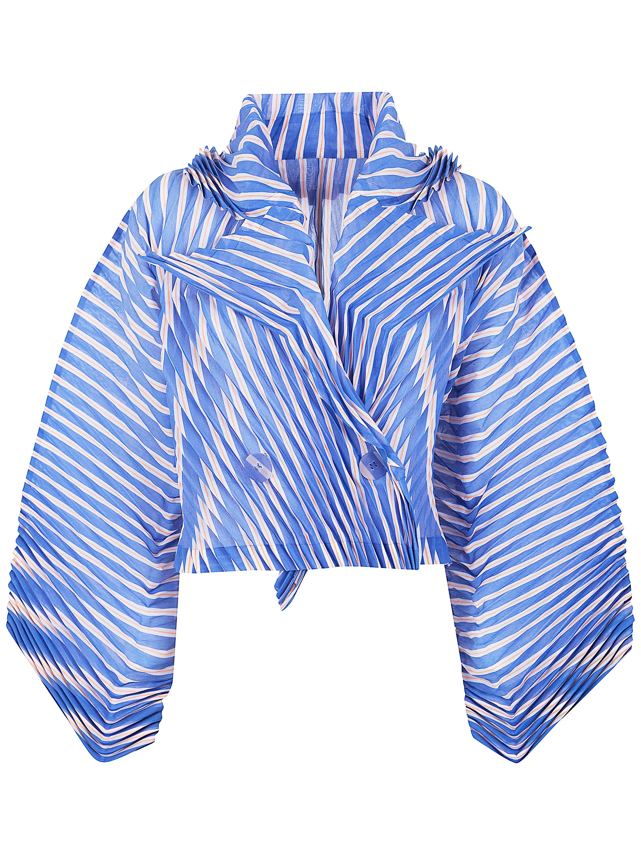 Issey Miyake Women "Generic Stripes" Hand Pleats Jacket - 1