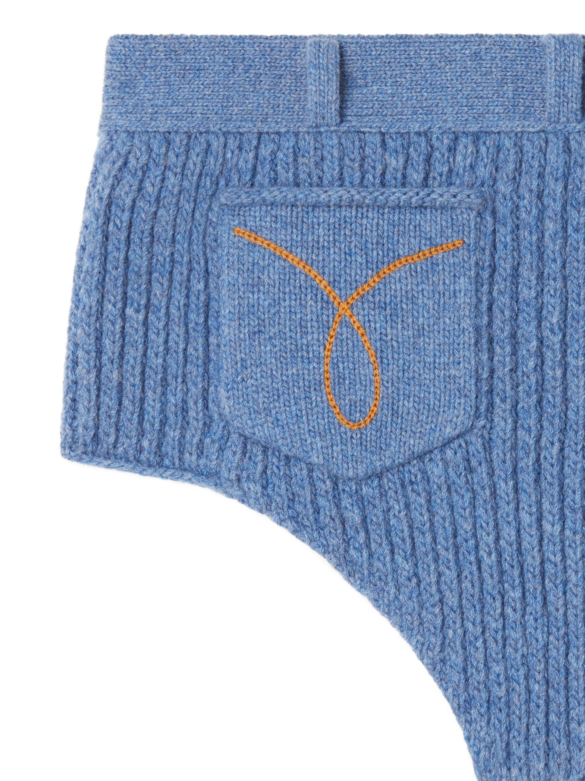 Knitted Ribbed Denim-No-Denim Culotte - 7