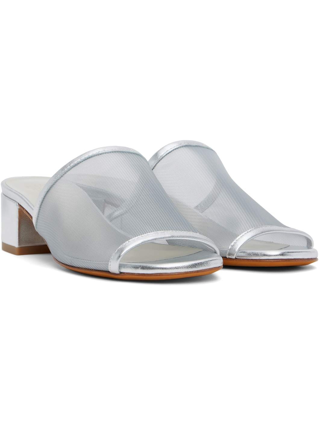 Silver Sophie Slide Heeled Sandals - 4