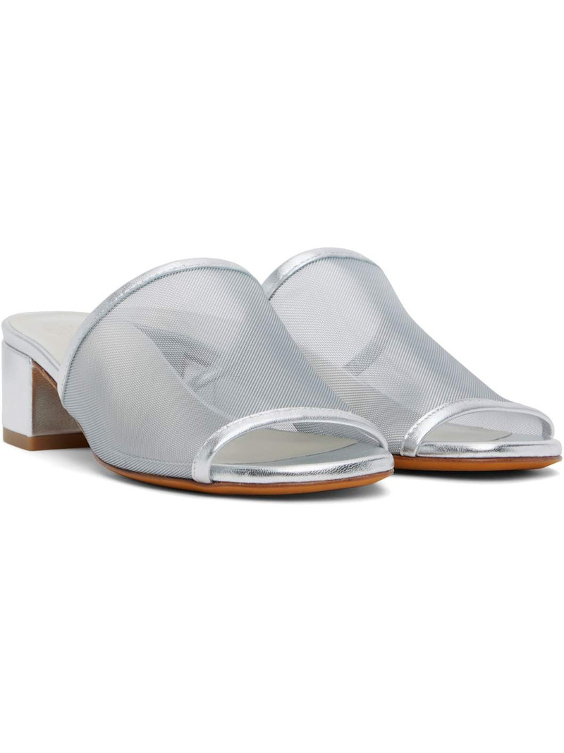 Silver Sophie Slide Heeled Sandals 4