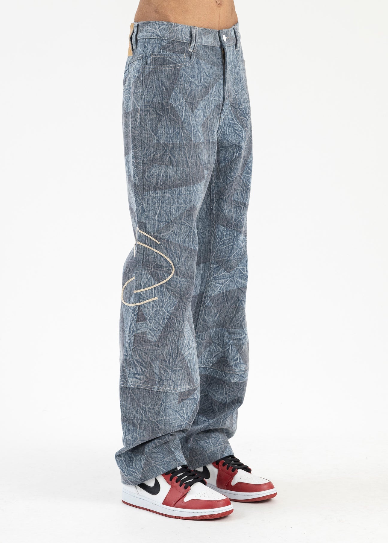 CYBER BLUE JON PATTERN WASHED HOURGLASS JEANS - 4