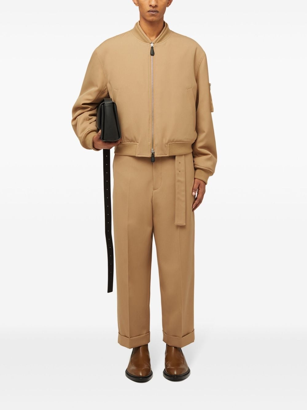 straight-leg belted wool trousers - 2