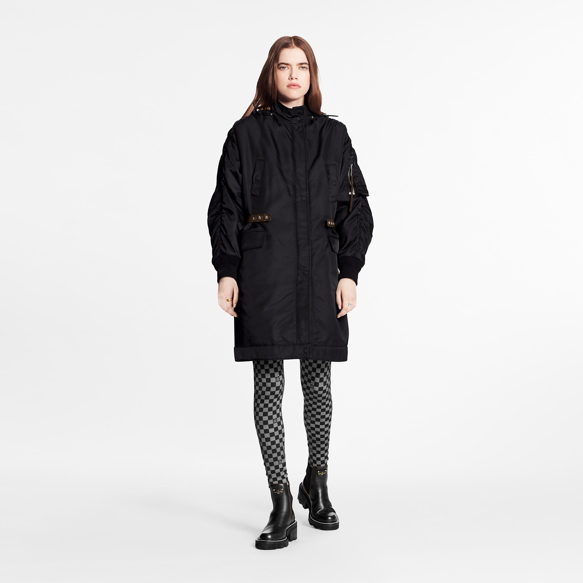 Oversized Black Parka With Monogram Lining - 2