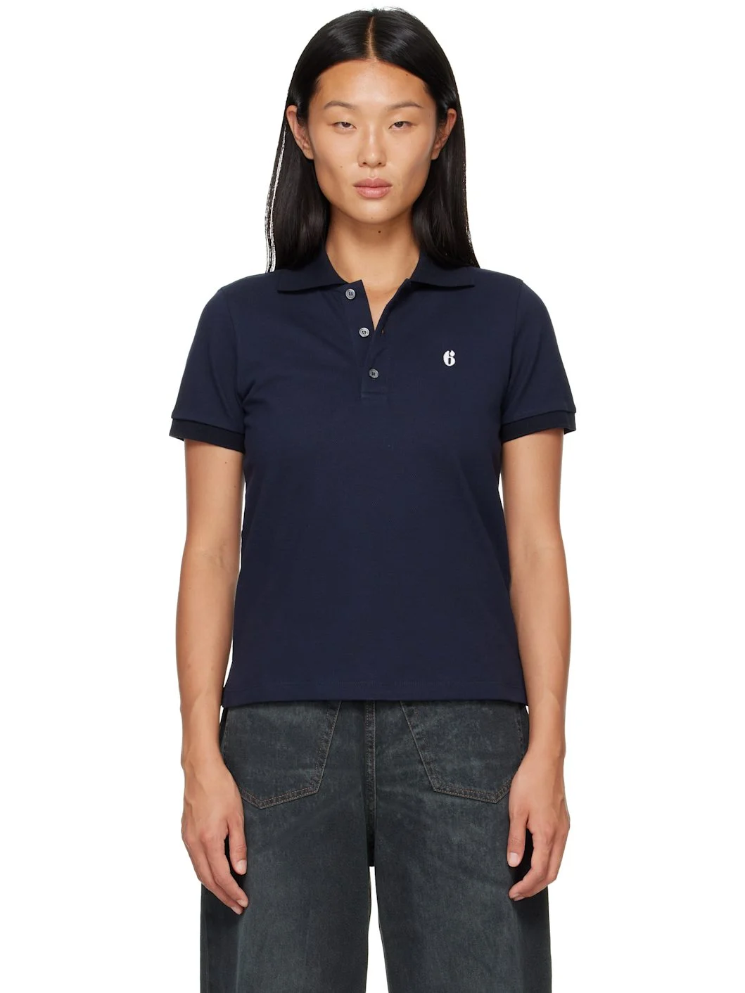 Navy Cotton Polo - 1