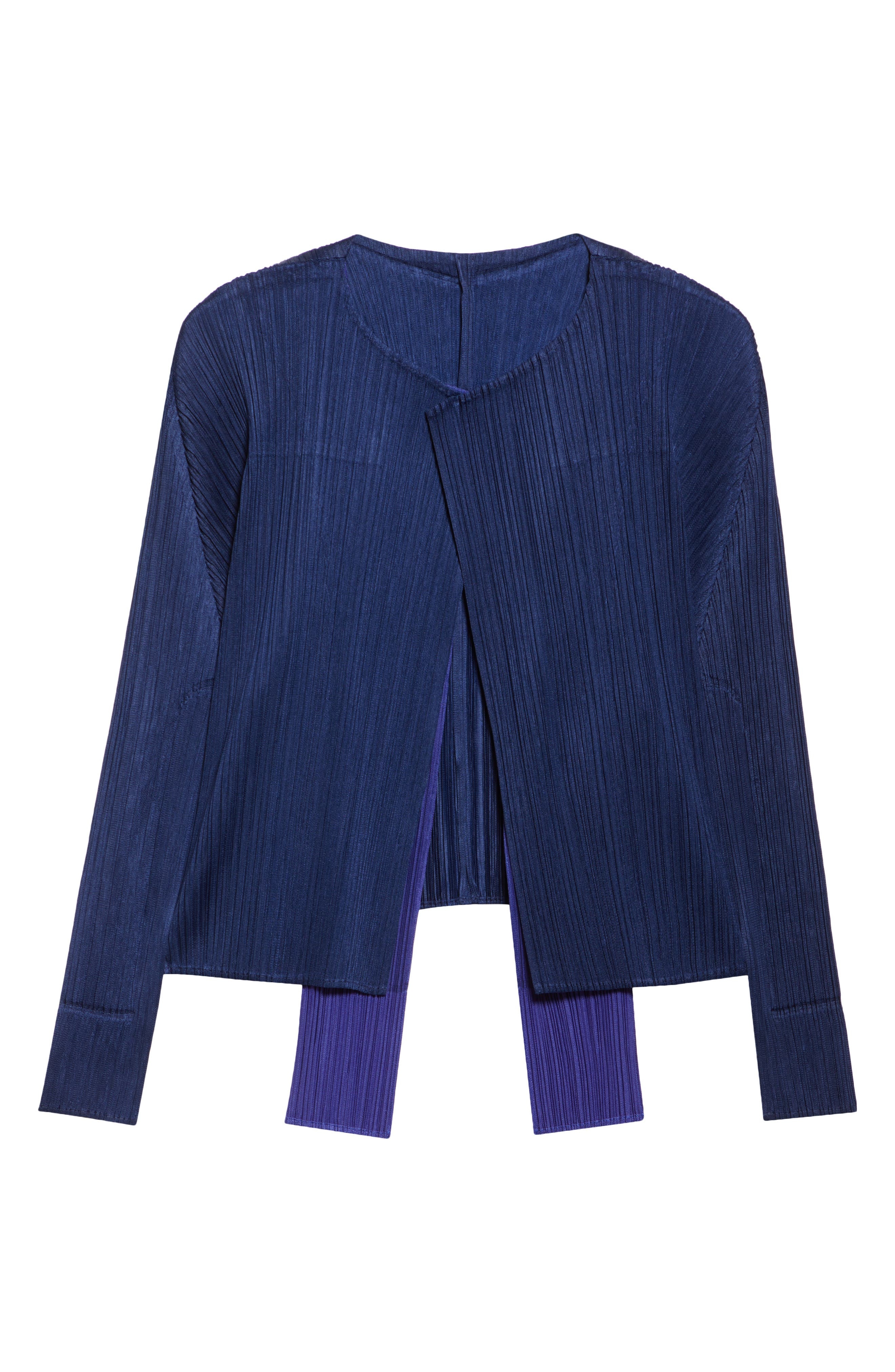 Pleats Please Issey Miyake Merry Colorblock Pleated Cardigan in Navy at Nordstrom - 6