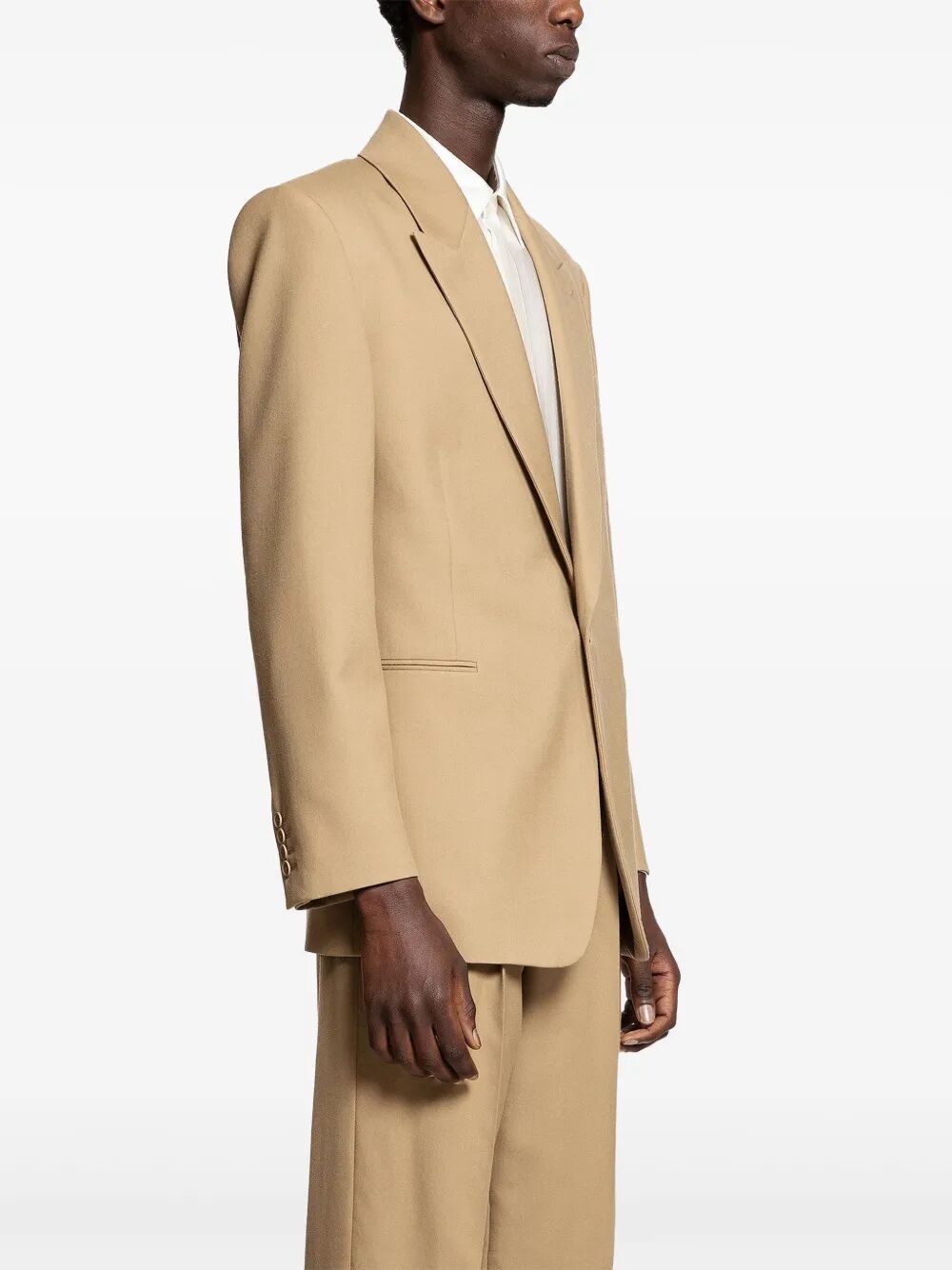 Wool Gabardine Single-Breasted Jacket - 3