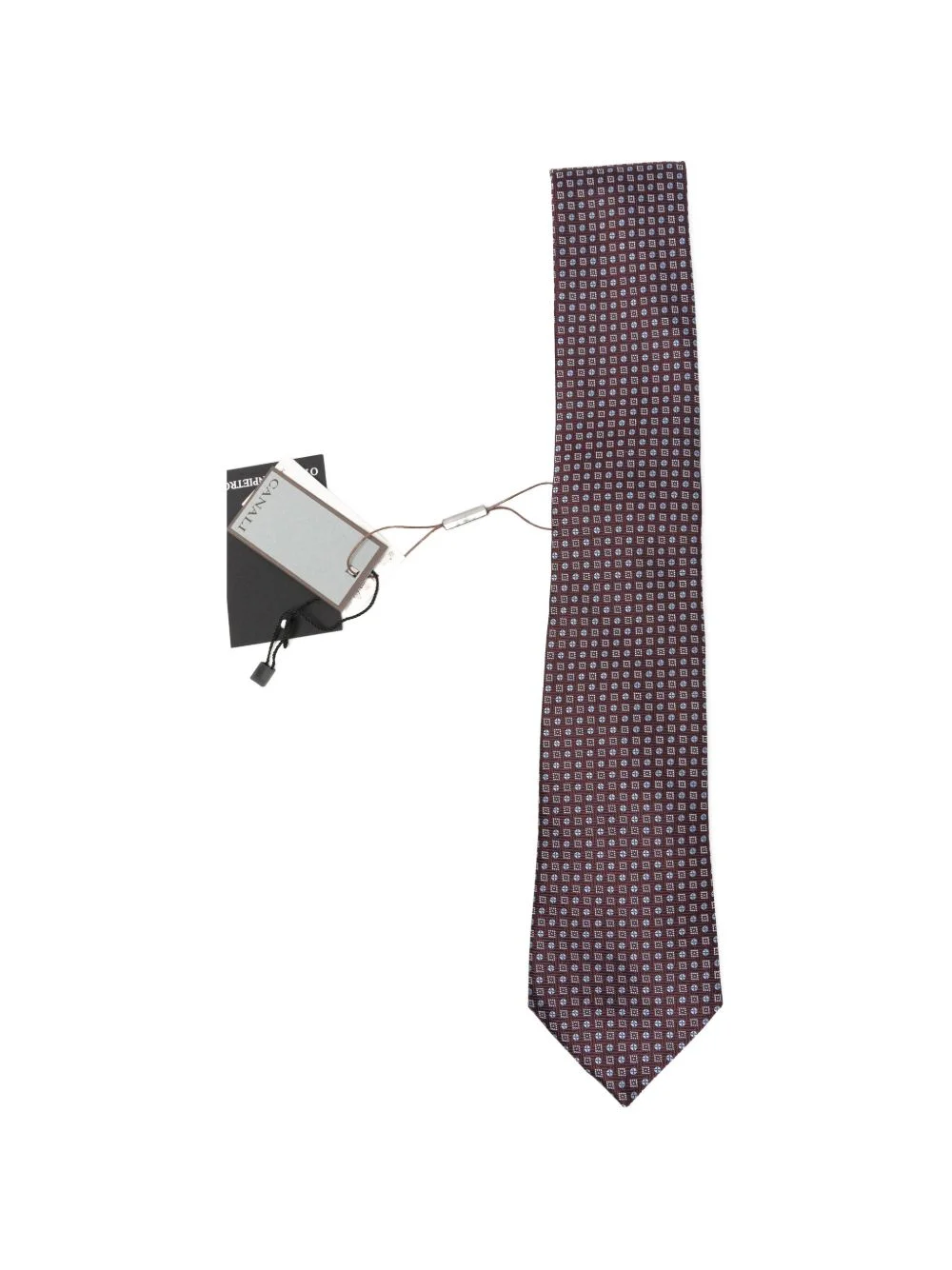 geometric-print silk tie - 1