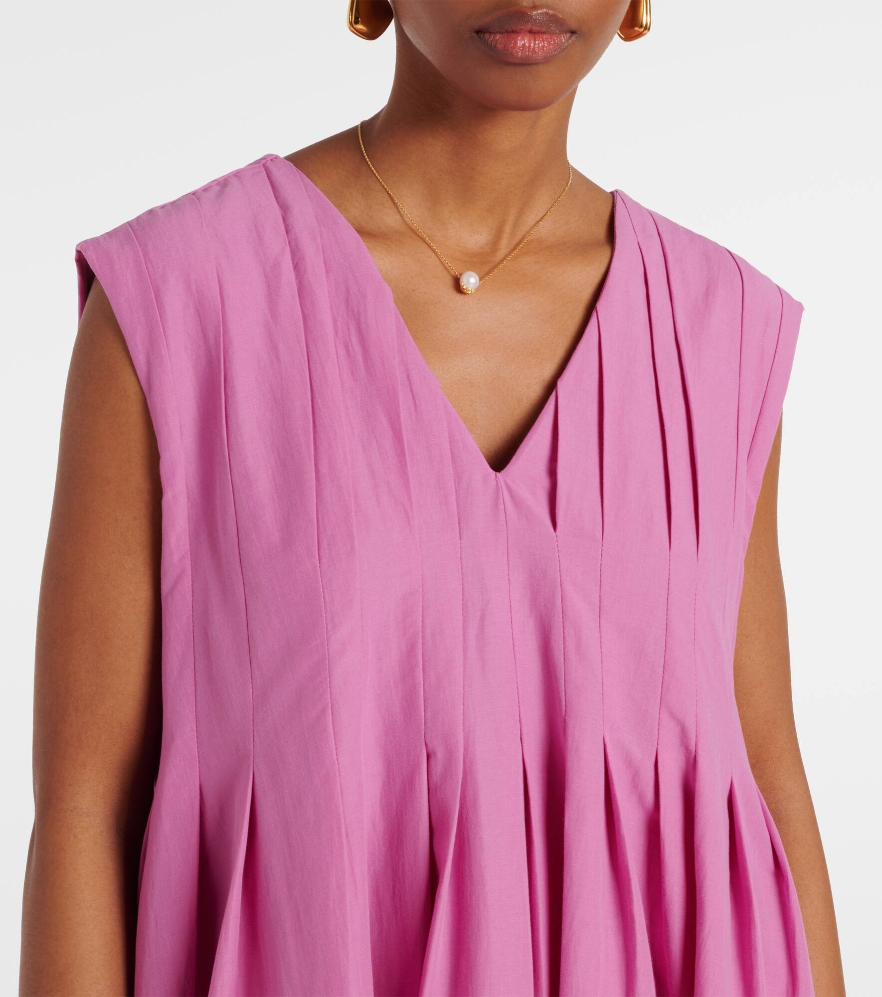 Piega ramie and cotton pleated maxi dress - 4