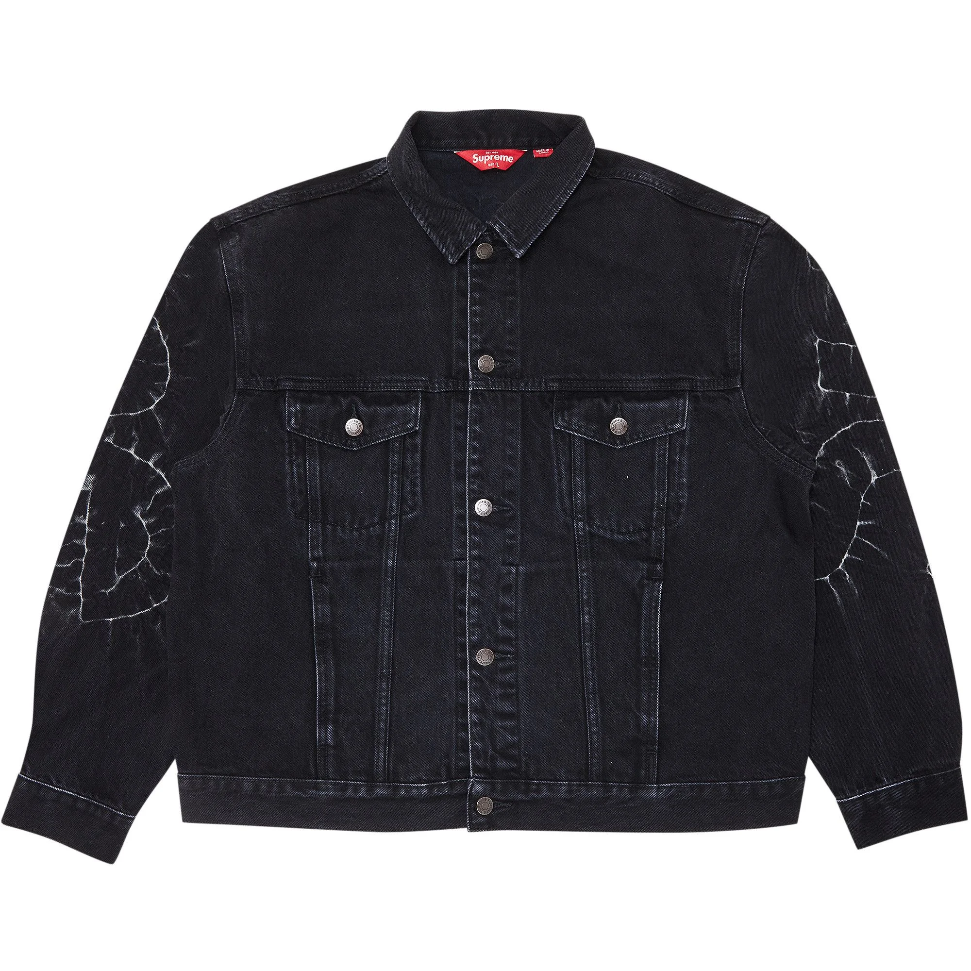 Supreme Shibori Denim Trucker Jacket 'Black' - 1