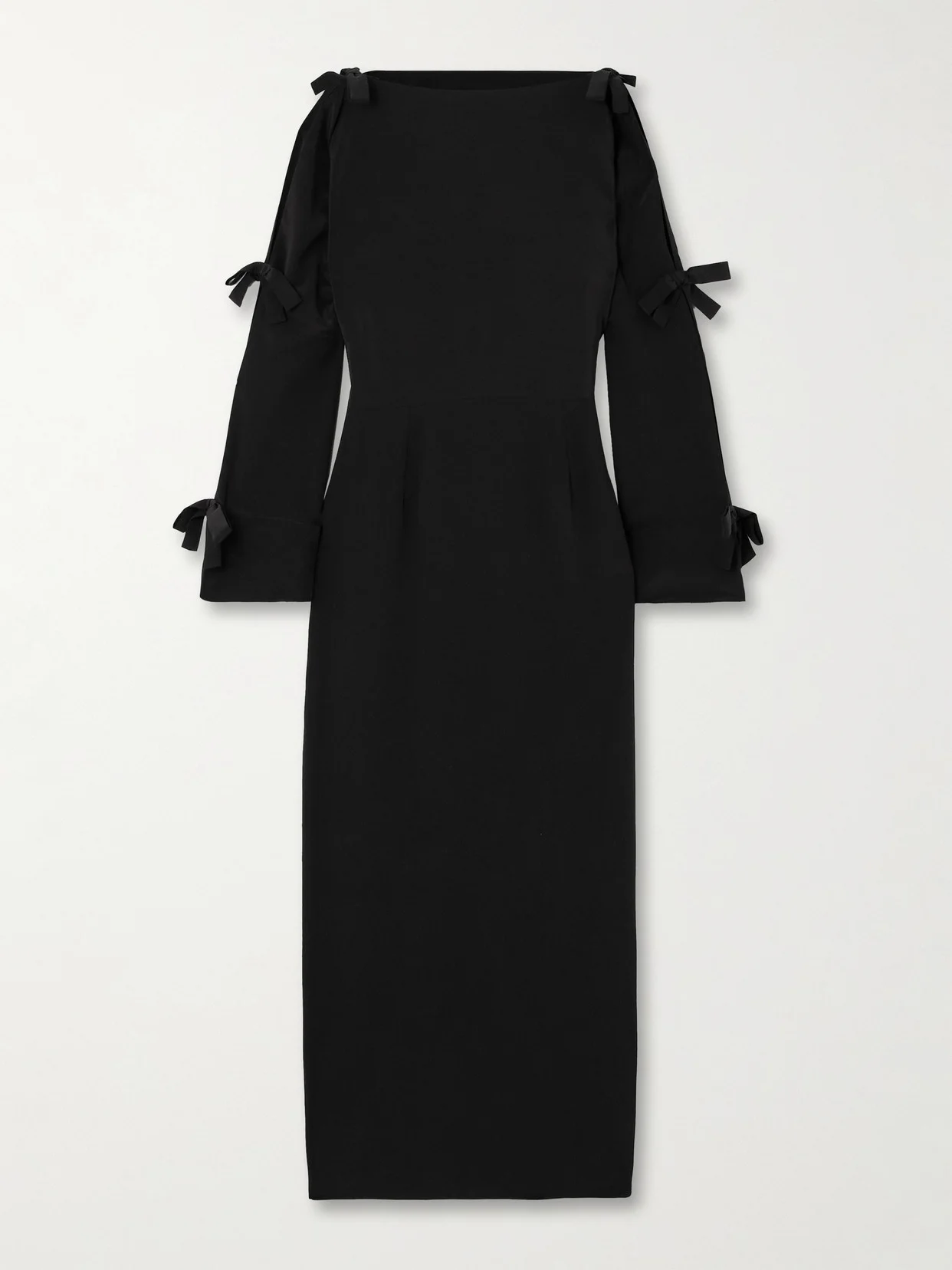Bow-embellished Silk Crepe De Chine Midi Dress - 1