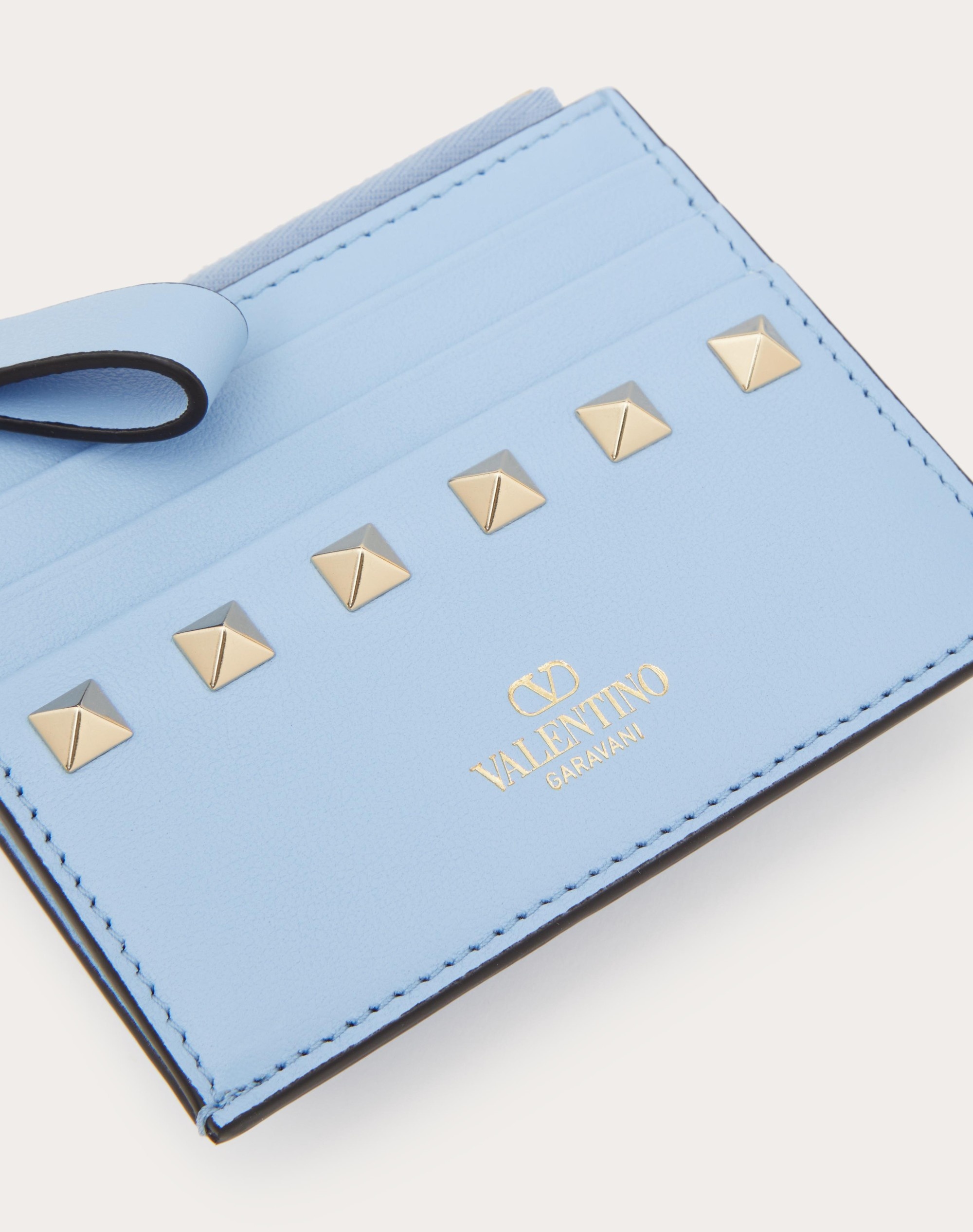 ROCKSTUD CALFSKIN CARDHOLDER WITH ZIPPER - 2