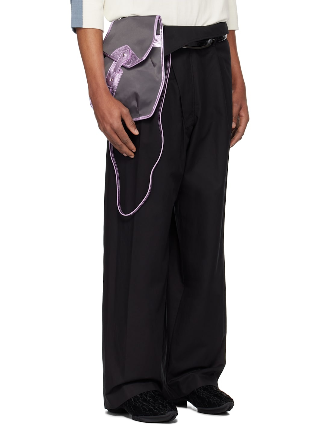 Black Navin Wide Leg Trousers - 2
