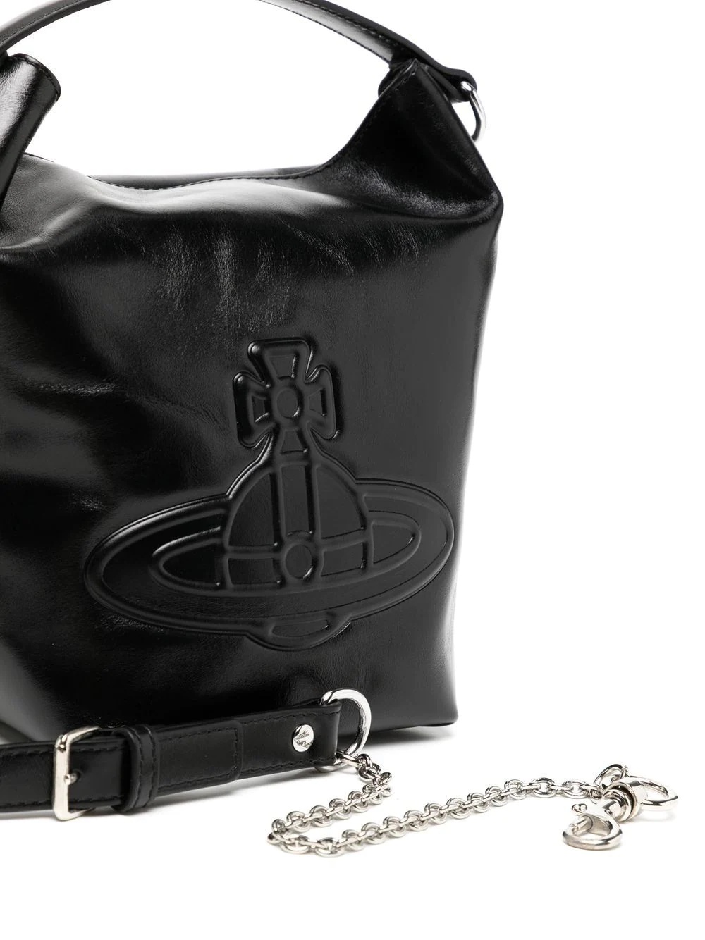 embossed-Orb leather bucket bag - 4