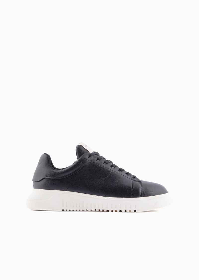 Tumbled-leather sneakers with oversized soles - 1