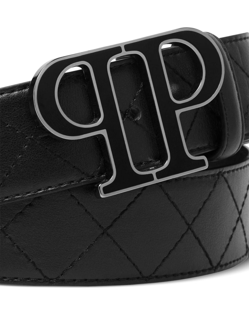 logo-plaque leather belt - 3