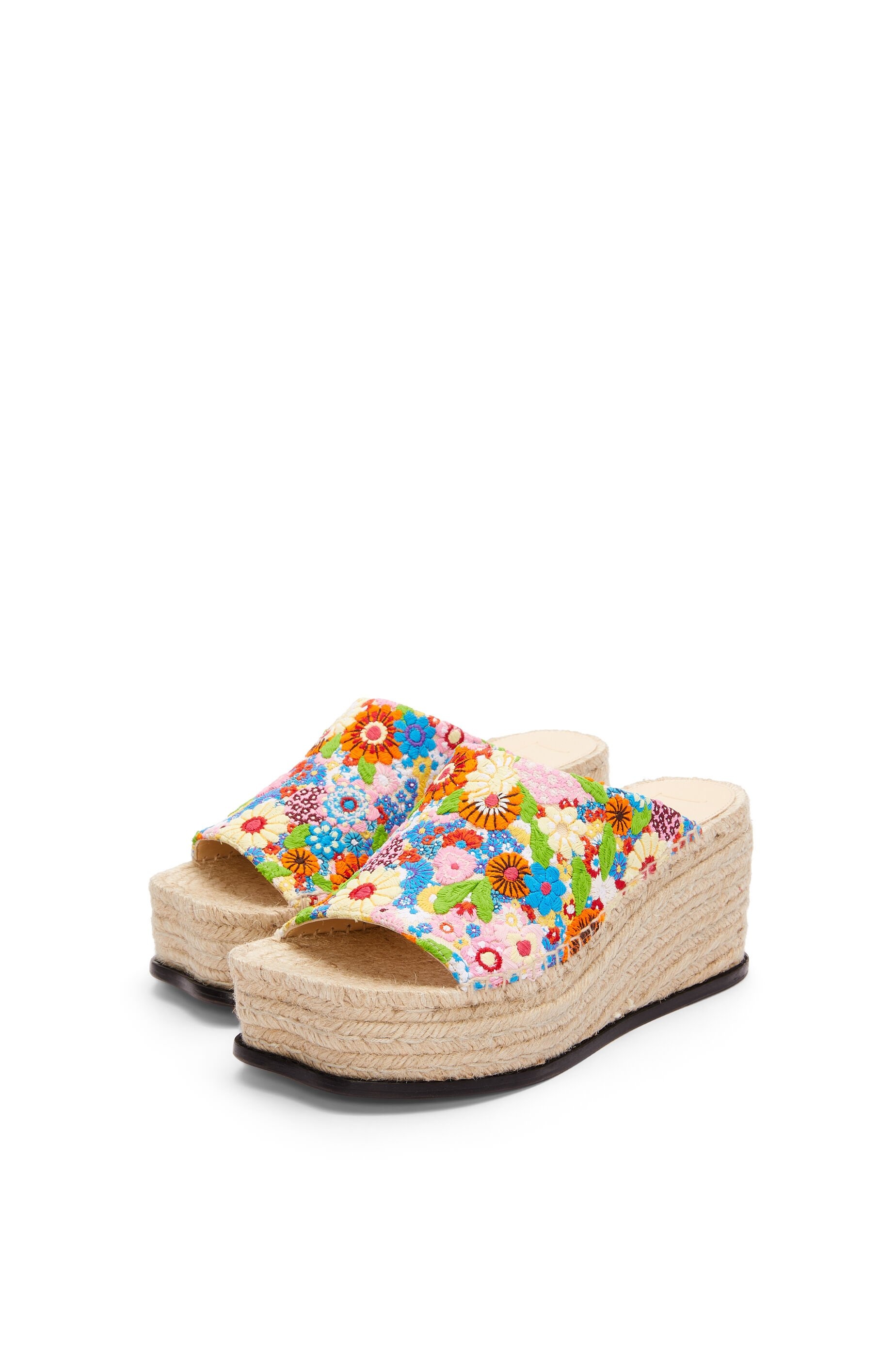 Petal espadrille slide in embroidered canvas - 3