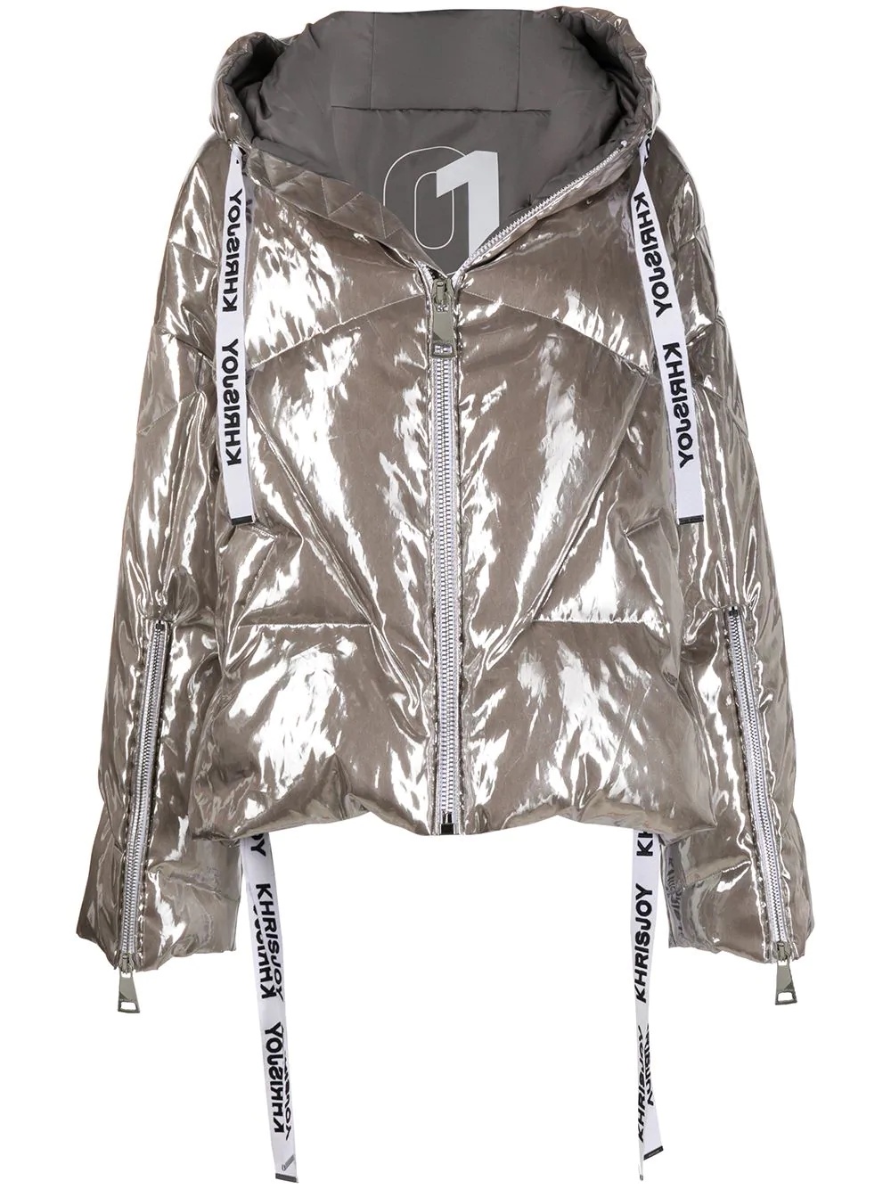 oversized metallic puffer jacket - 1