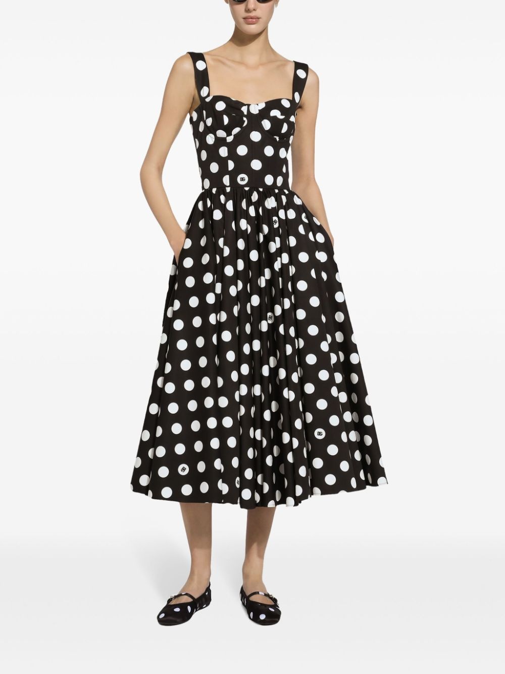 polka-dot corset midi dress - 2