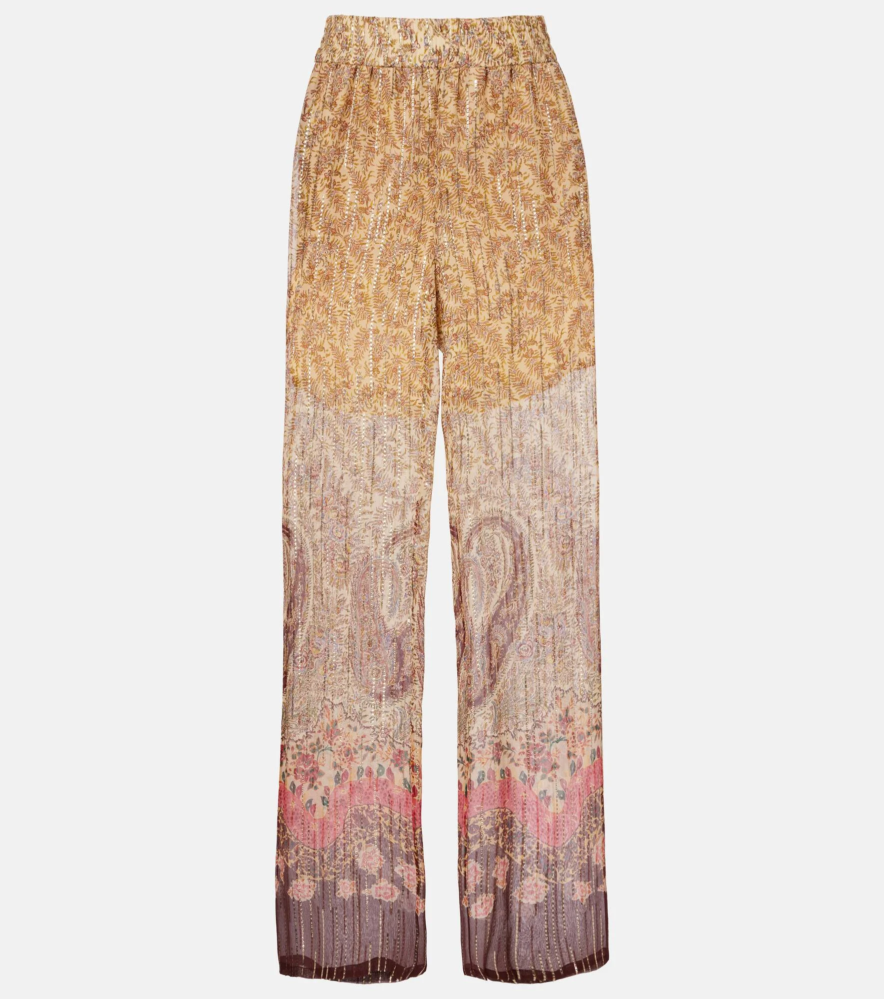 Printed silk-blend wide-leg pants - 1