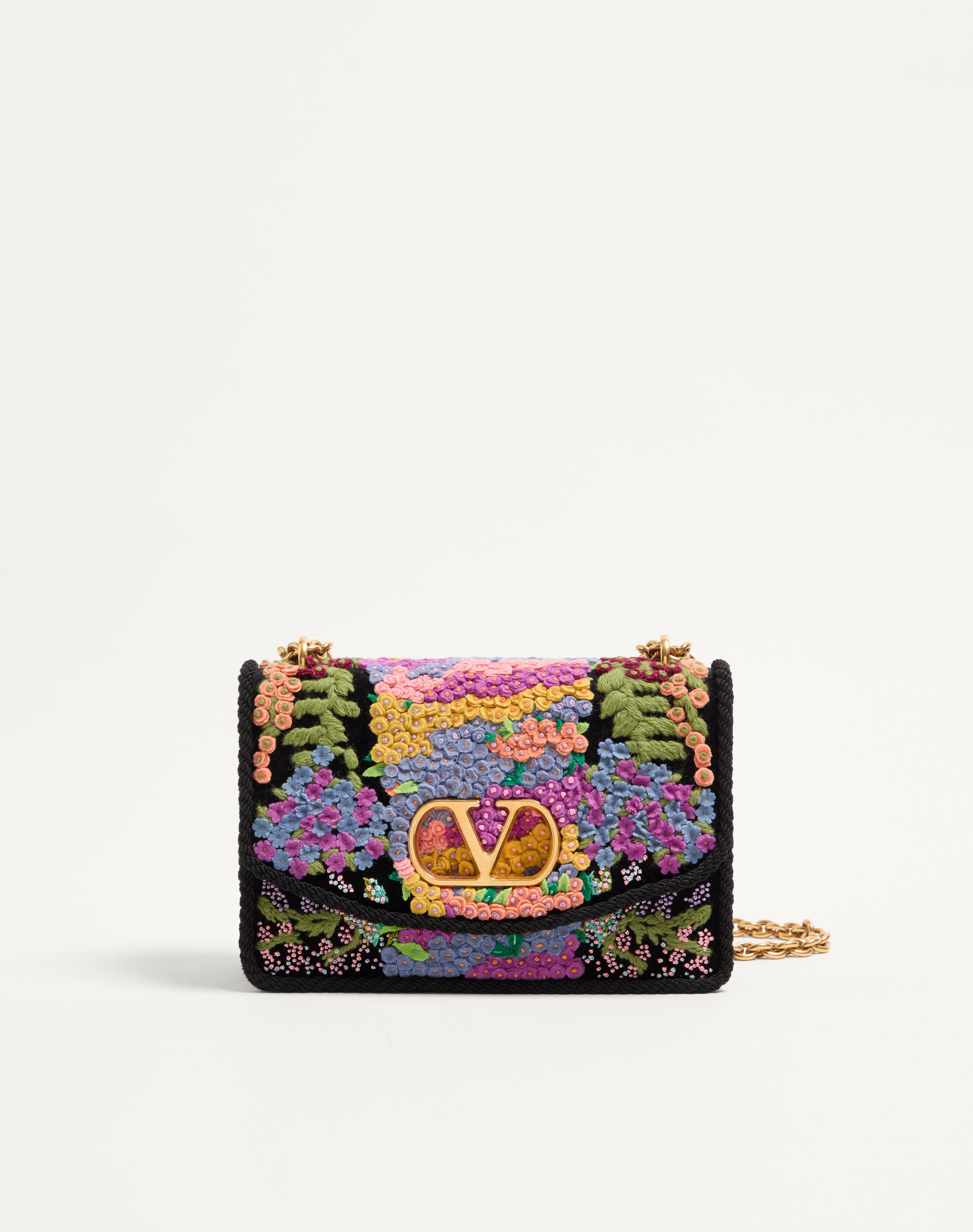 VALENTINO GARAVANI VAIN EMBROIDERED SHOULDER BAG - 1