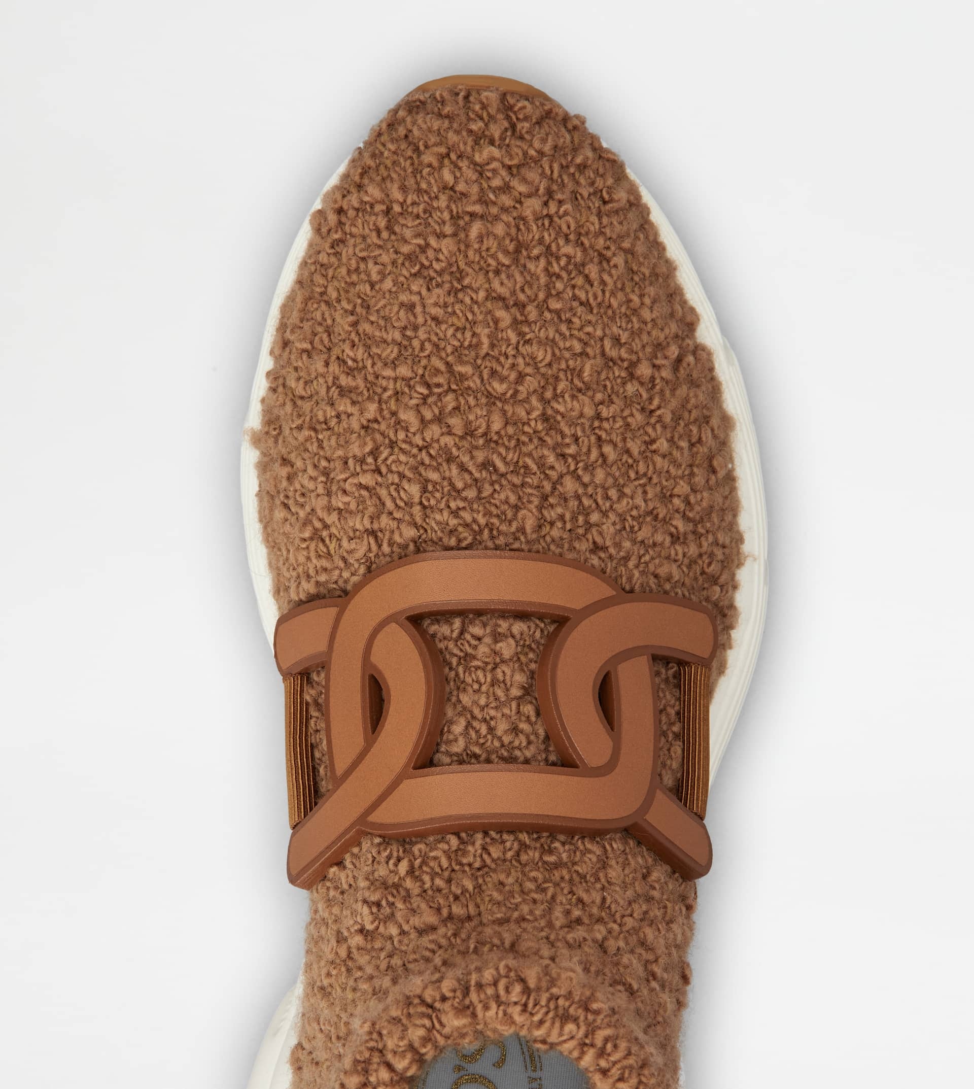 KATE SLIP-ON SNEAKERS IN BOUCLÉ KNIT - BROWN - 5