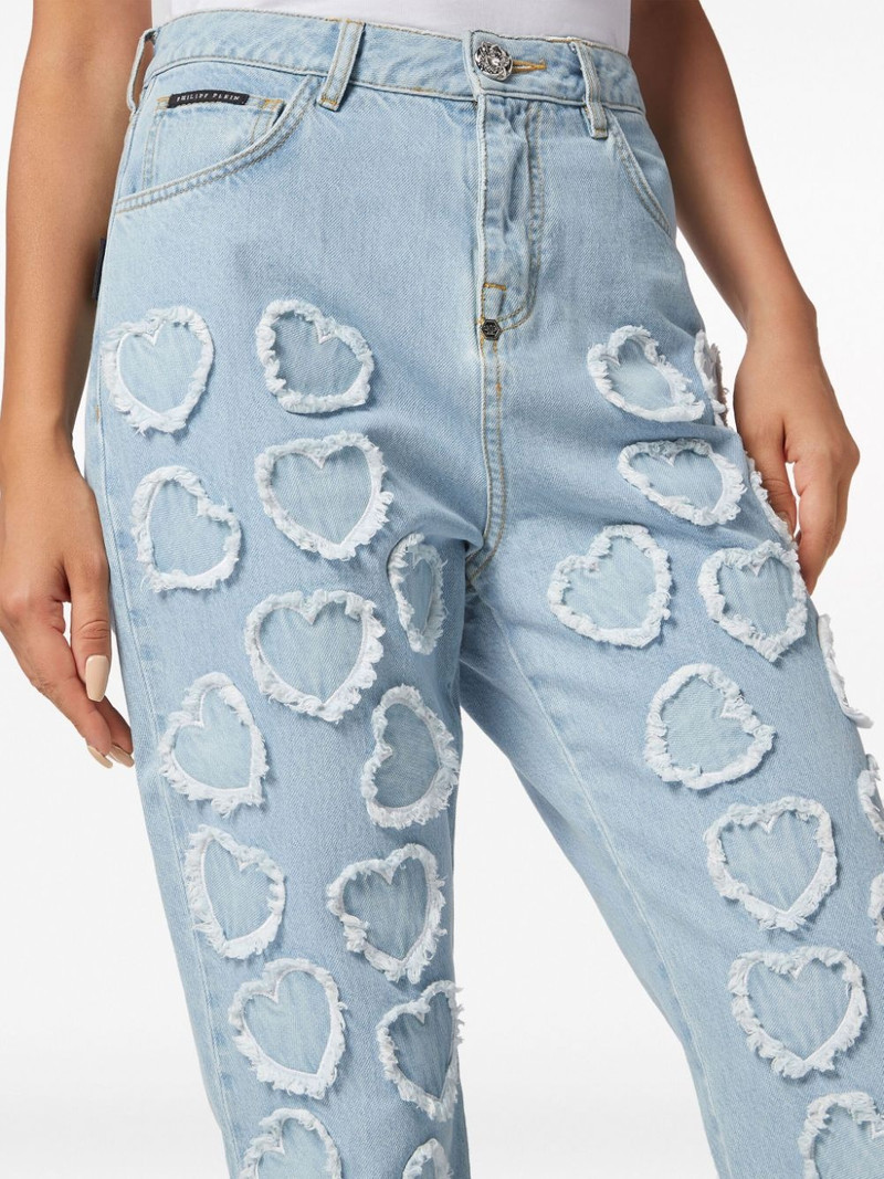 logo-patch cotton tapered jeans 5
